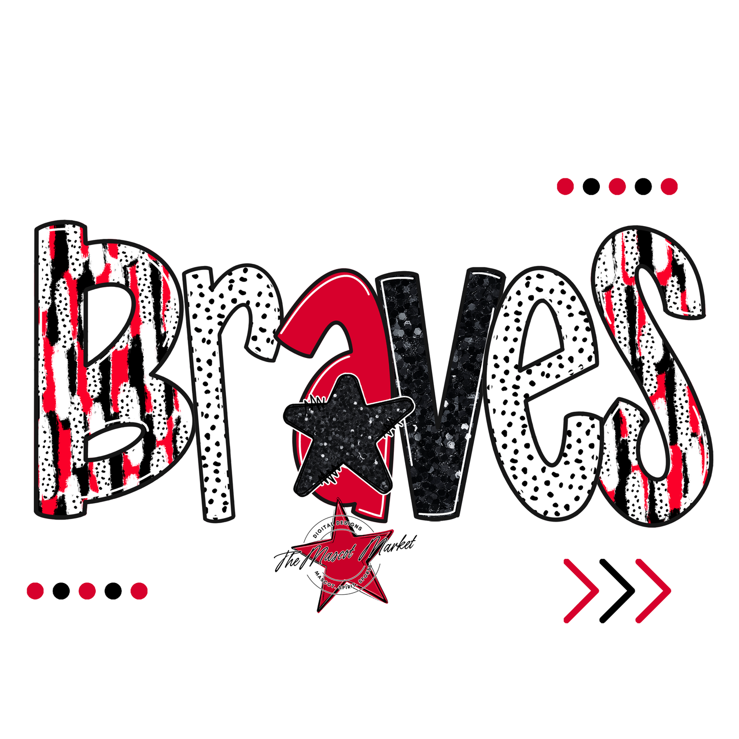 Braves Brushstroke Alpha w Arrows-Red