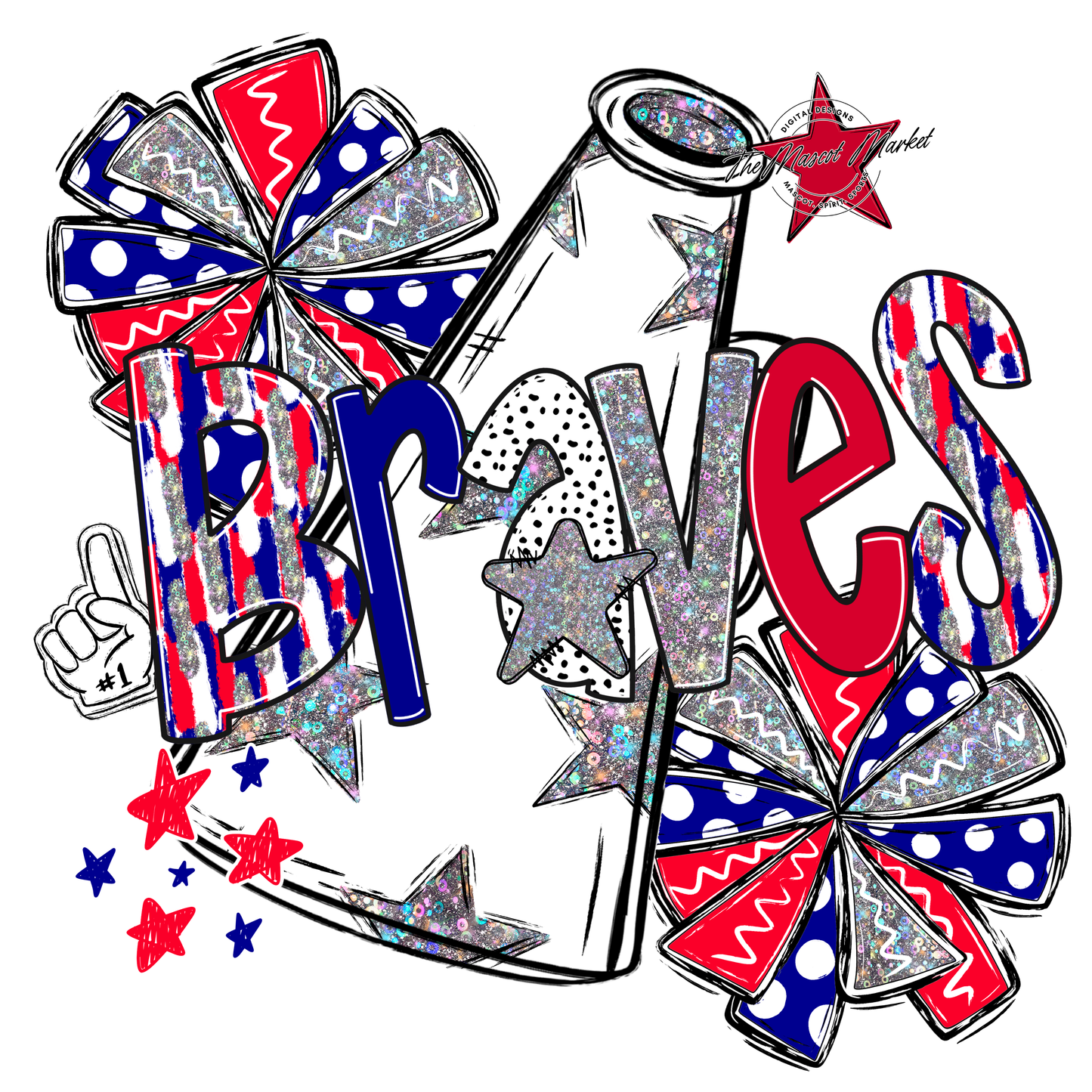 Braves Cheer Megaphone Scrape-Blue-Red