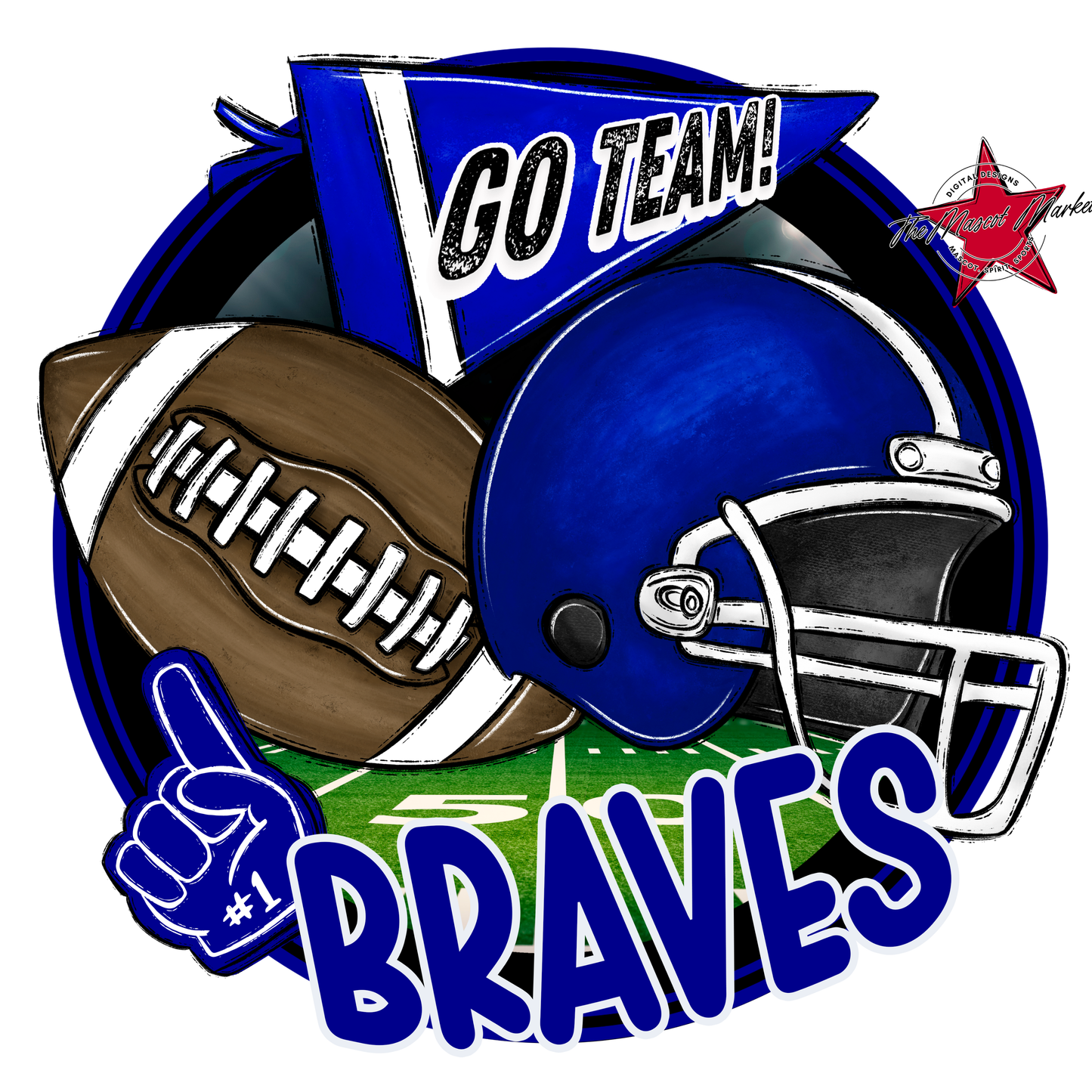 Braves Circle Football Design-Blue
