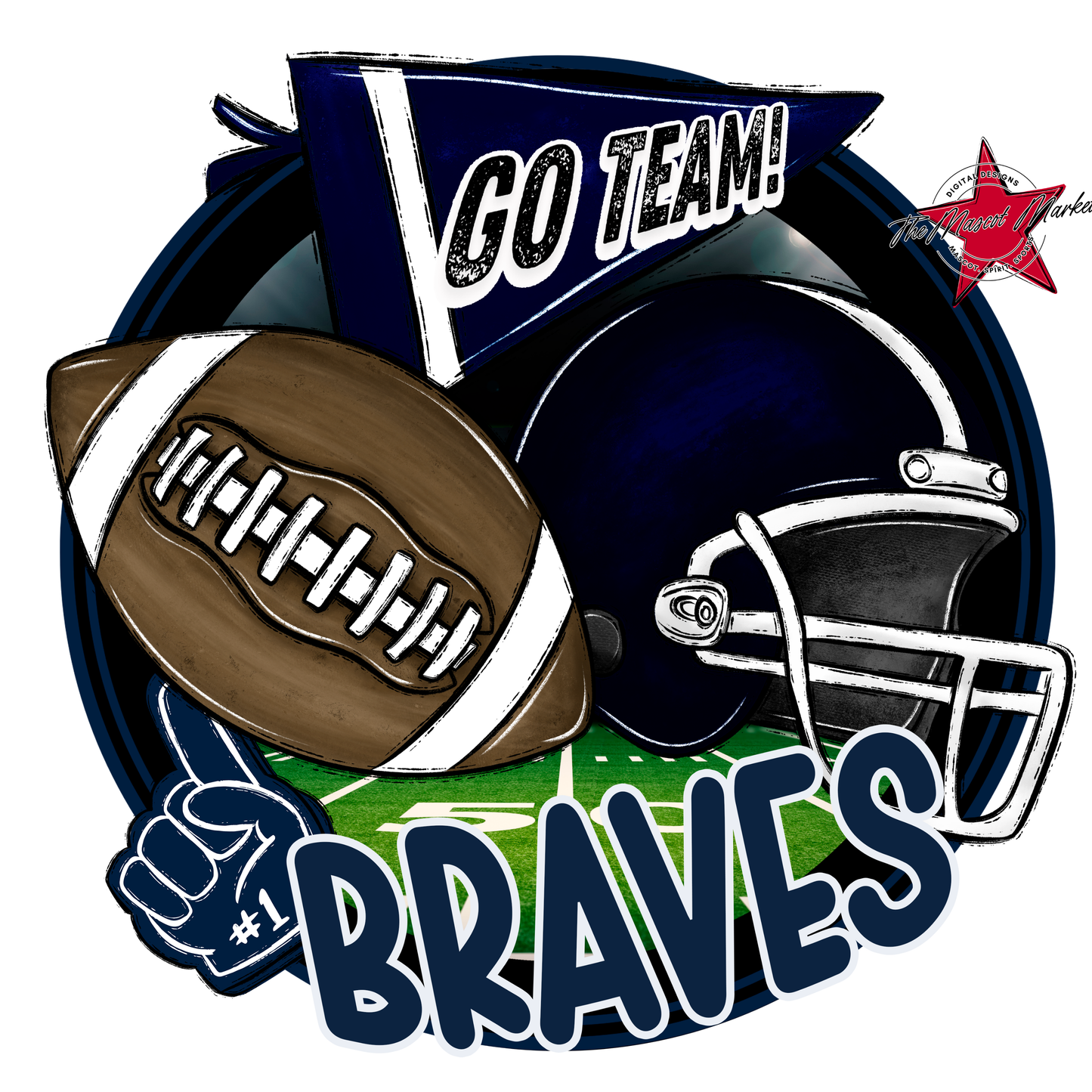 Braves Circle Football Design-Navy