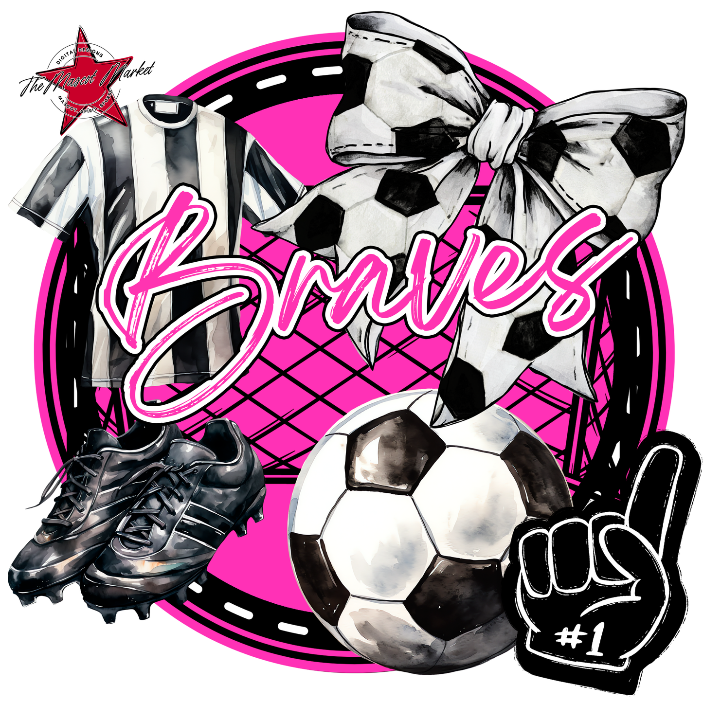 Braves Circle Soccer Design-Pink