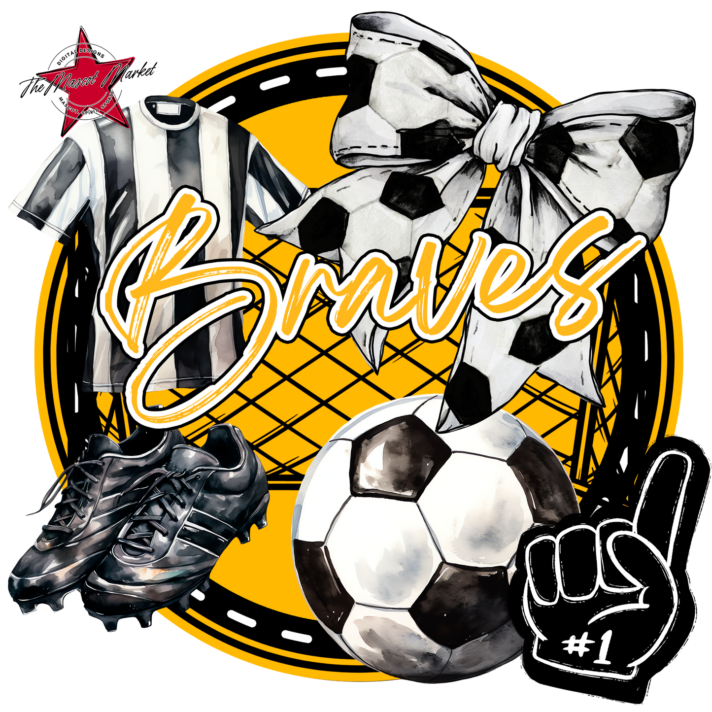 Braves Circle Soccer Design-Yellow