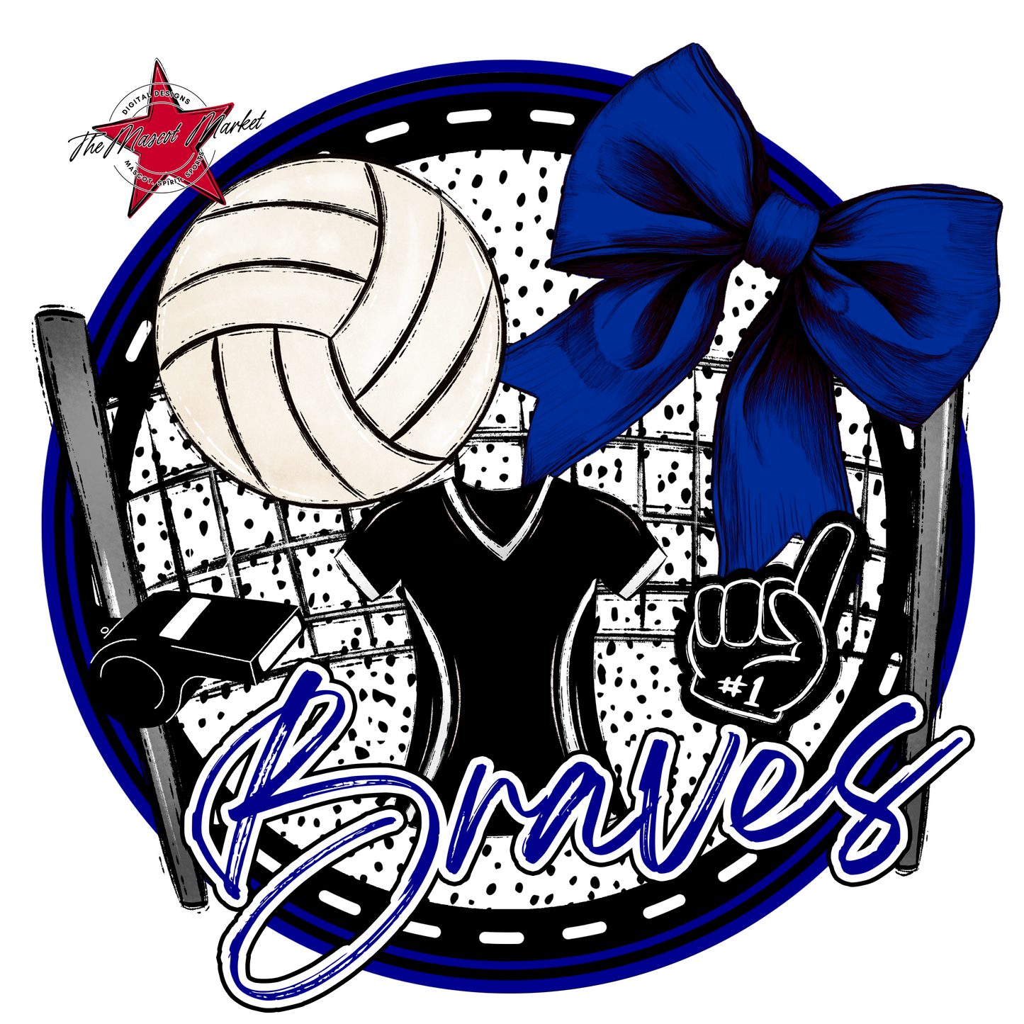 Braves Circle Volleyball Design-Blue