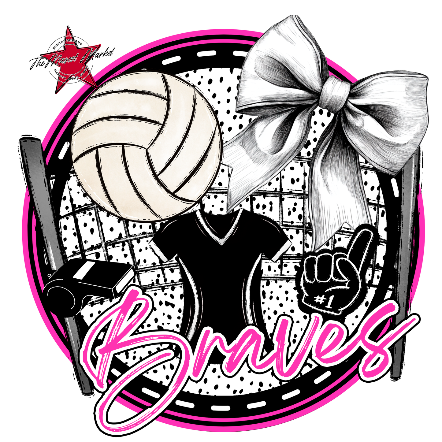 Braves Circle Volleyball Design-Pink