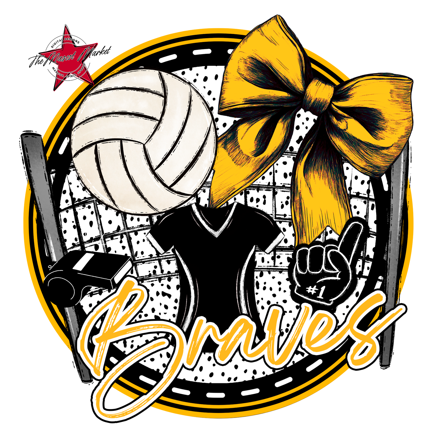 Braves Circle Volleyball Design-Yellow