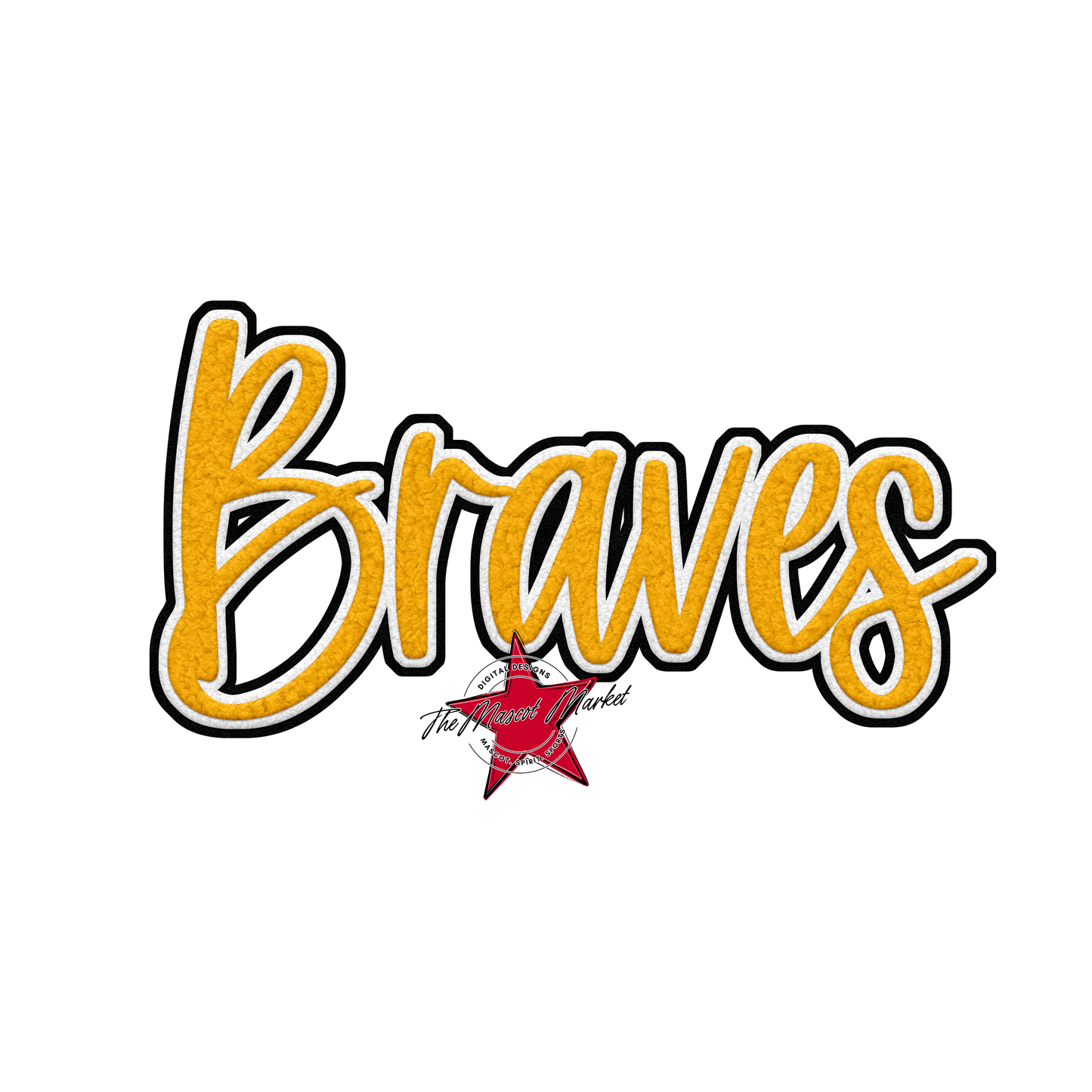 Braves Faux Chenille Patch-Yellow