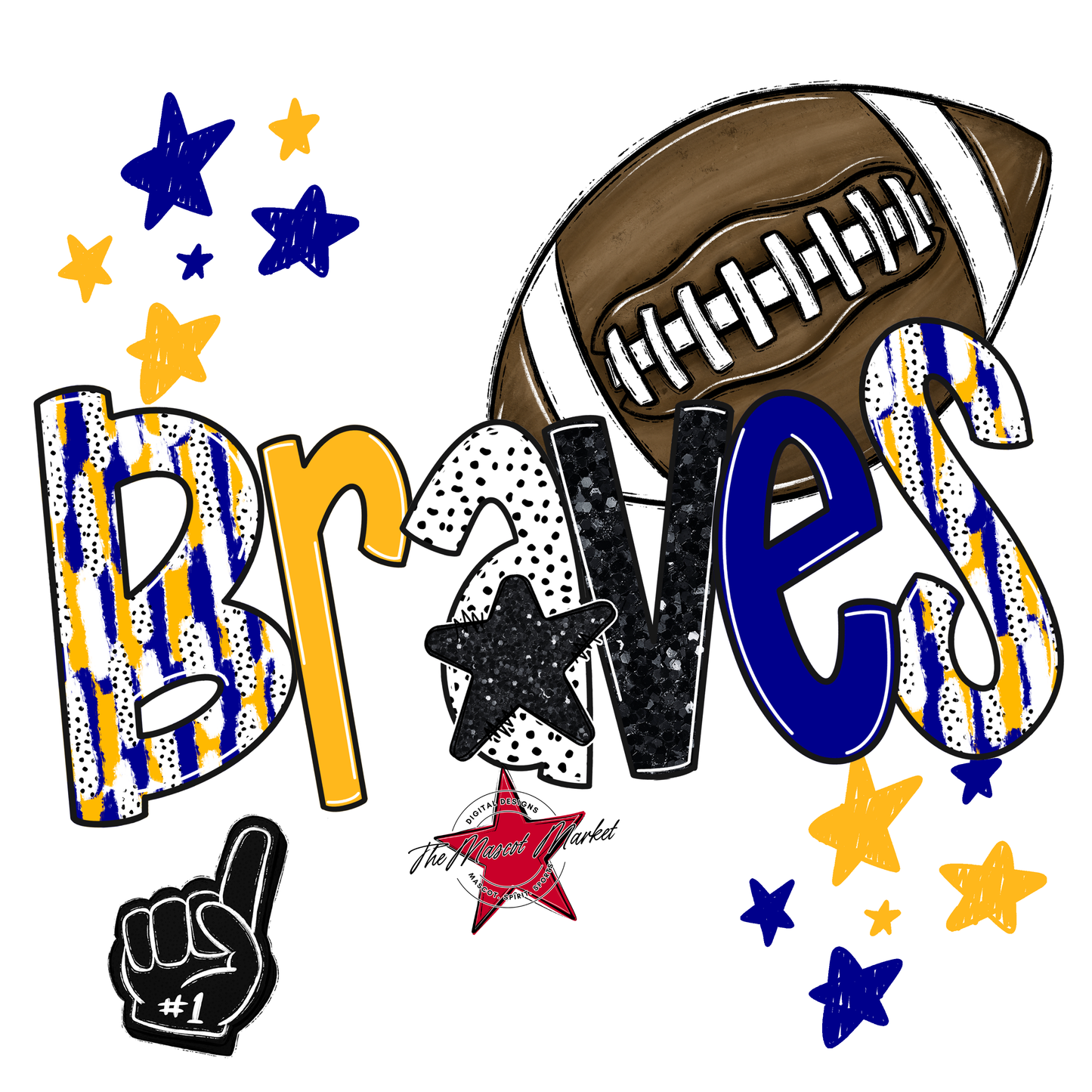 Braves Football Scrape-Blue-Yellow