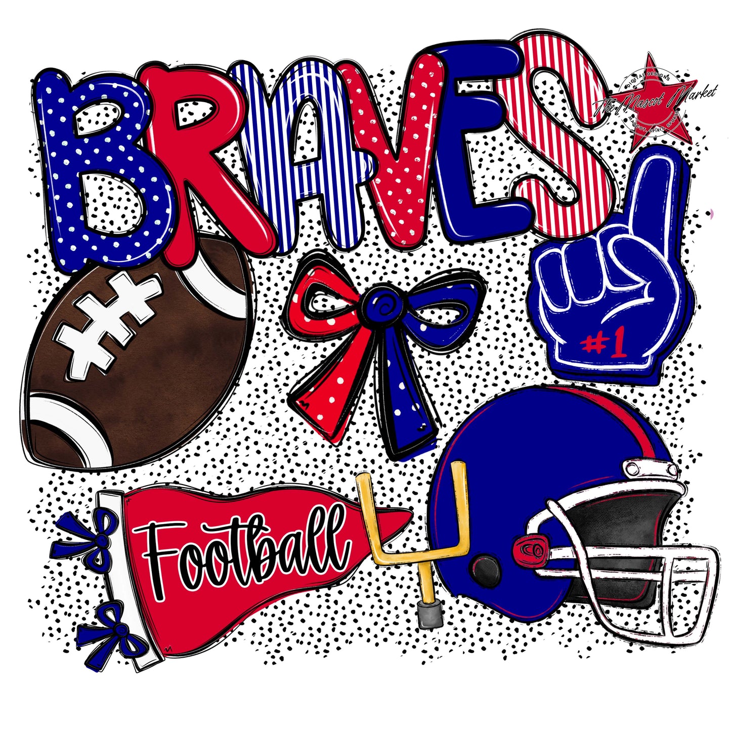 Braves Football Spirit-Blue & Red