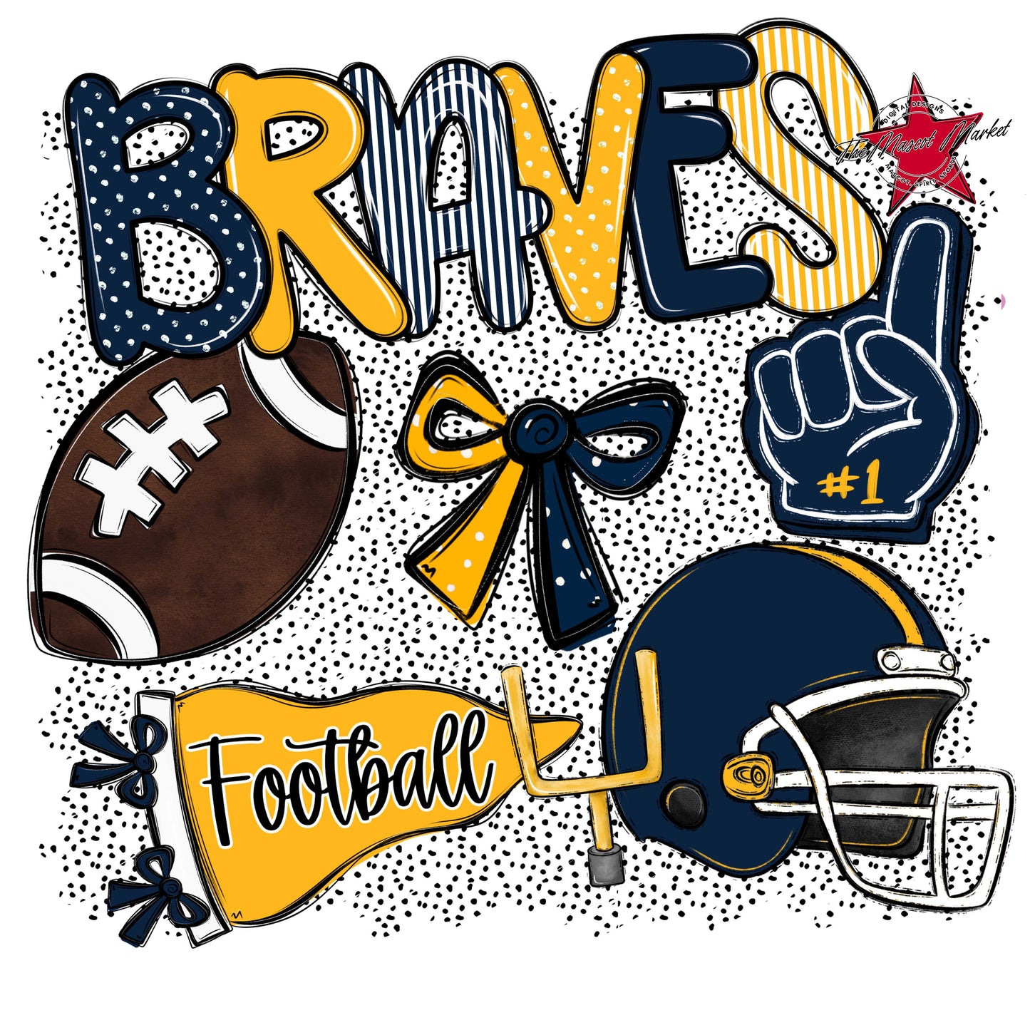 Braves Football Spirit-Navy & Yellow