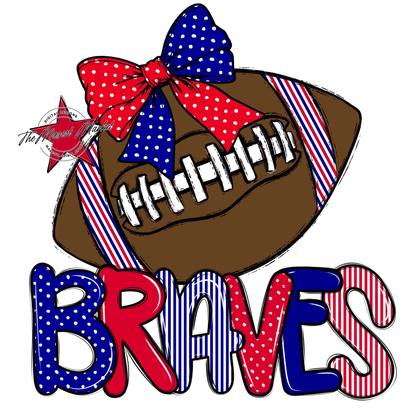 Braves Football Spirit Design-Blue & Red