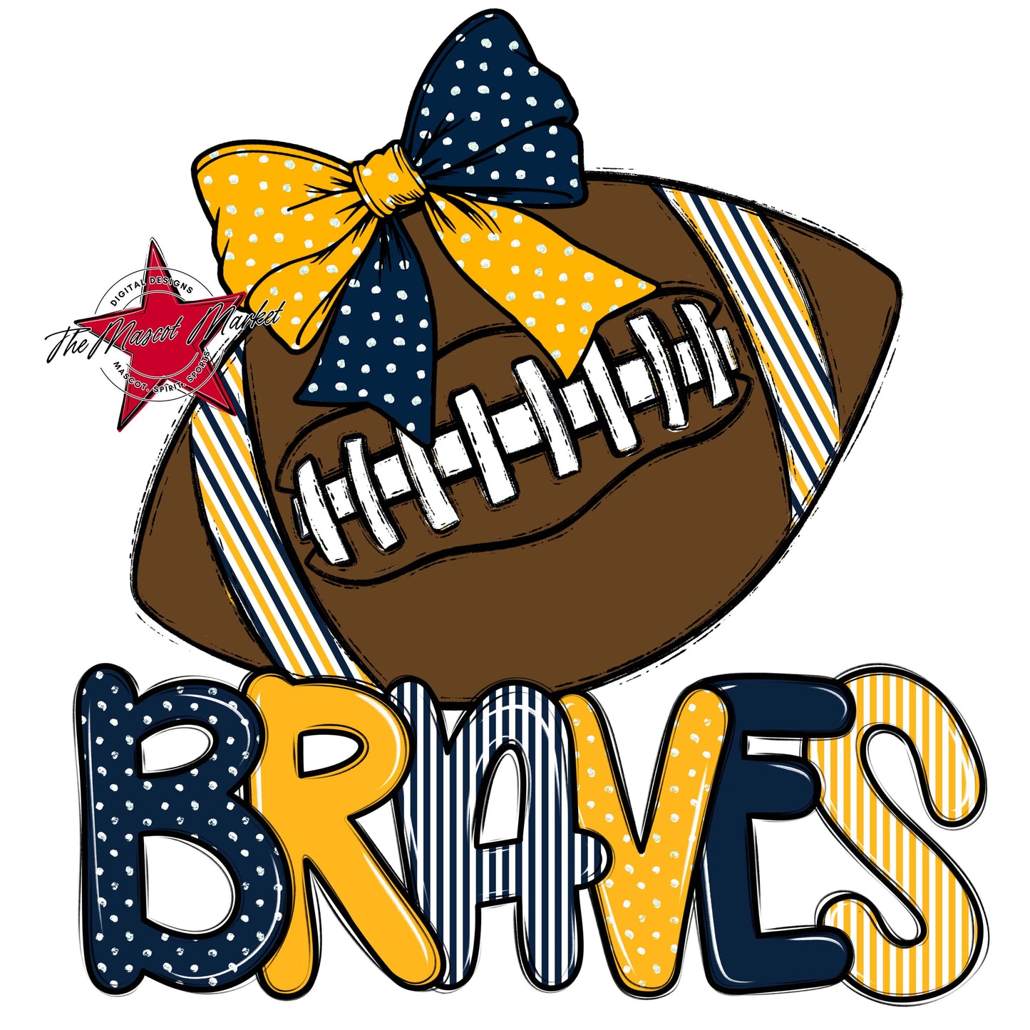 Braves Football Spirit Design-Navy & Yellow
