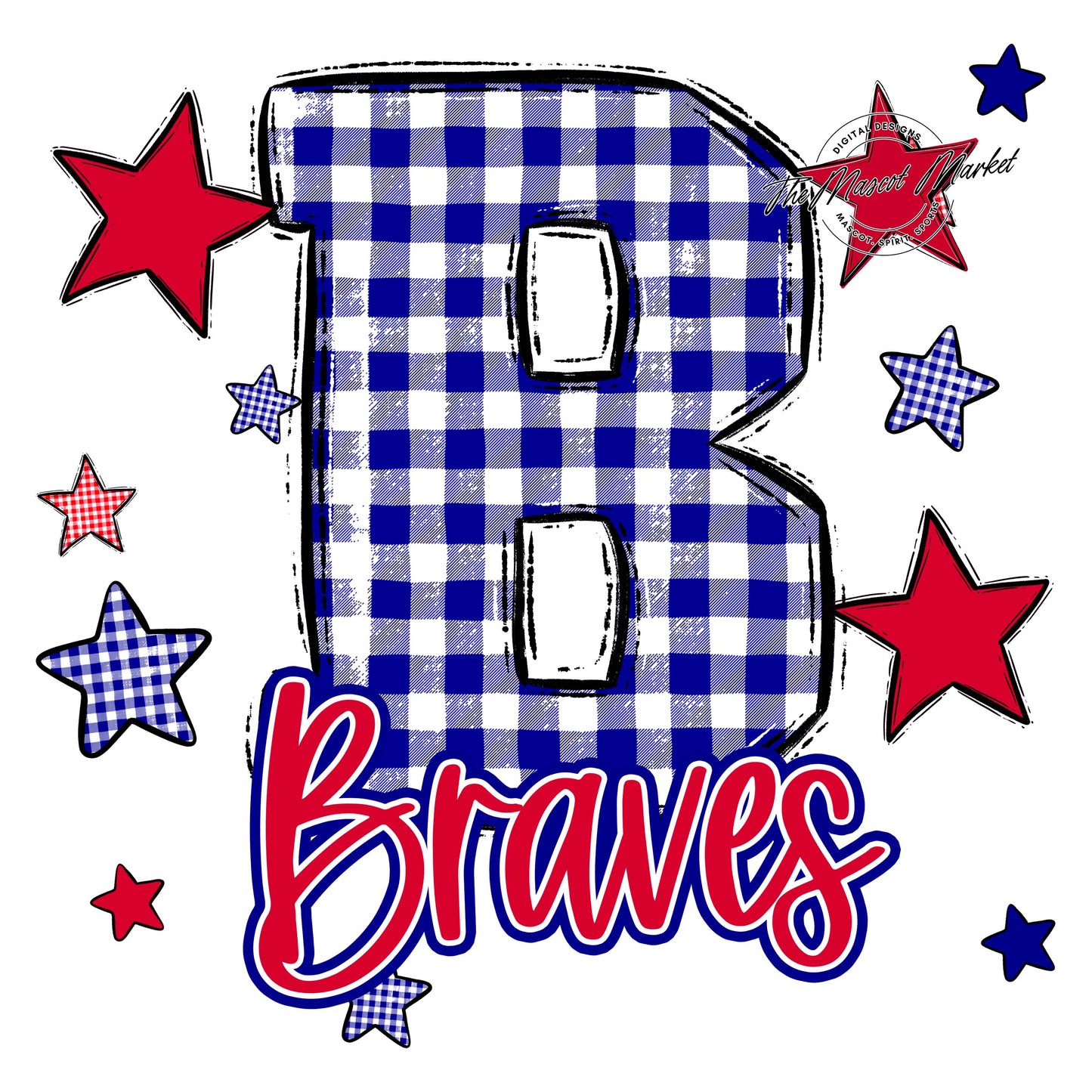 Braves Plaid Star Design-Blue & Red
