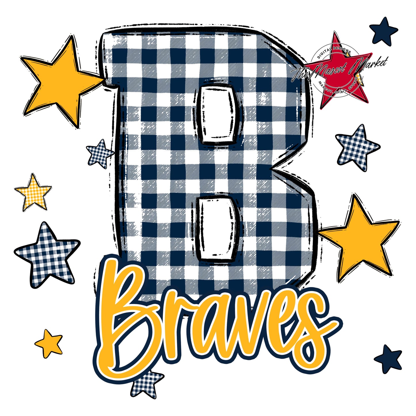 Braves Plaid Star Design-Navy & Yellow