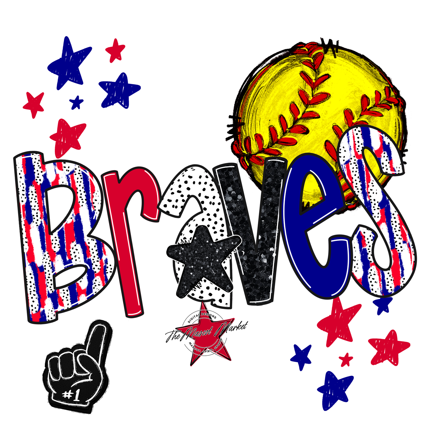 Braves Softball Scrape-Blue-Red