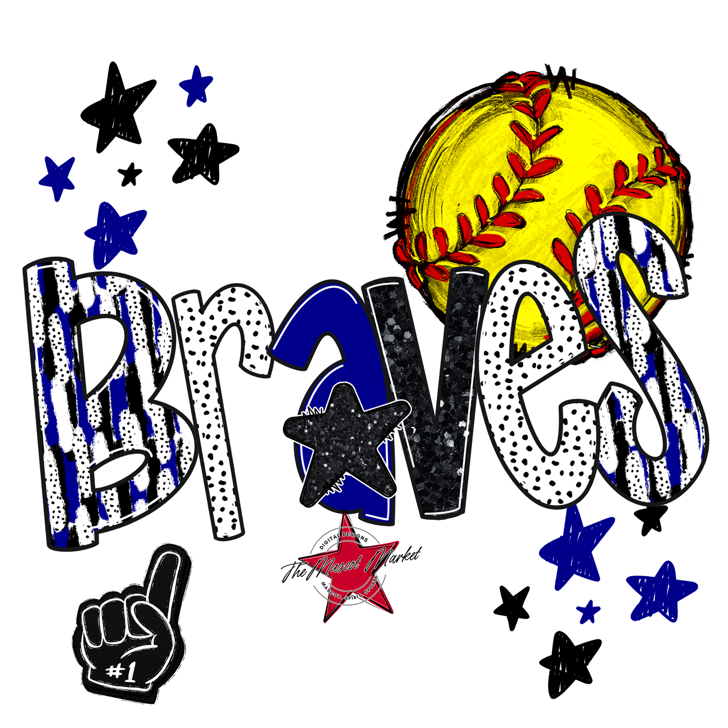 Braves Softball Scrape-Blue
