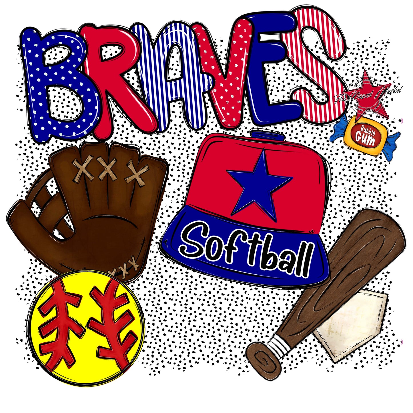 Braves Softball Spirit-Blue & Red