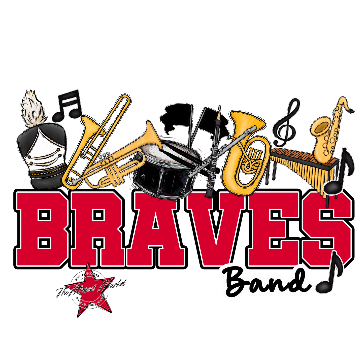 Braves Varsity Band-Red