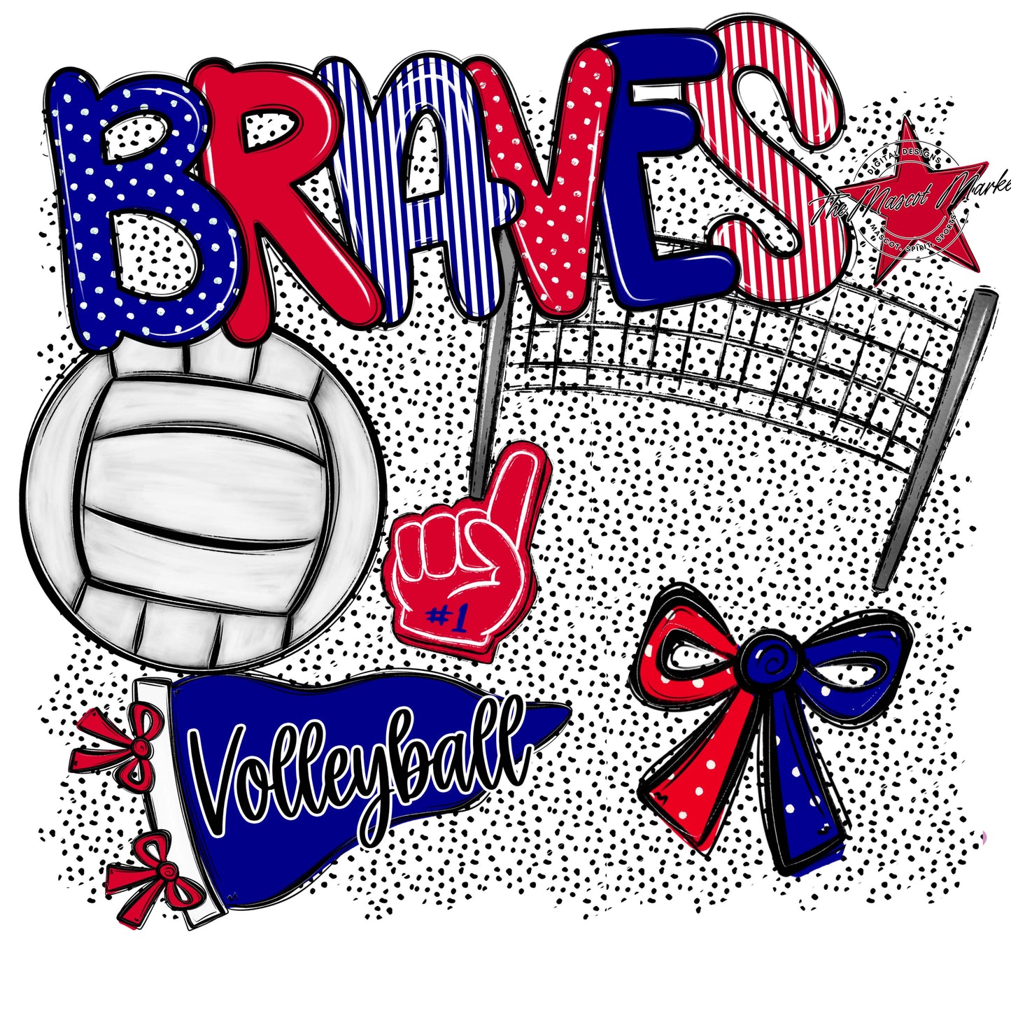 Braves Volleyball Spirit-Blue & Red