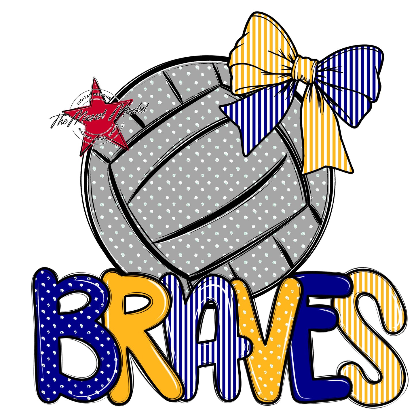 Braves Volleyball Spirit Design-Blue & Yellow