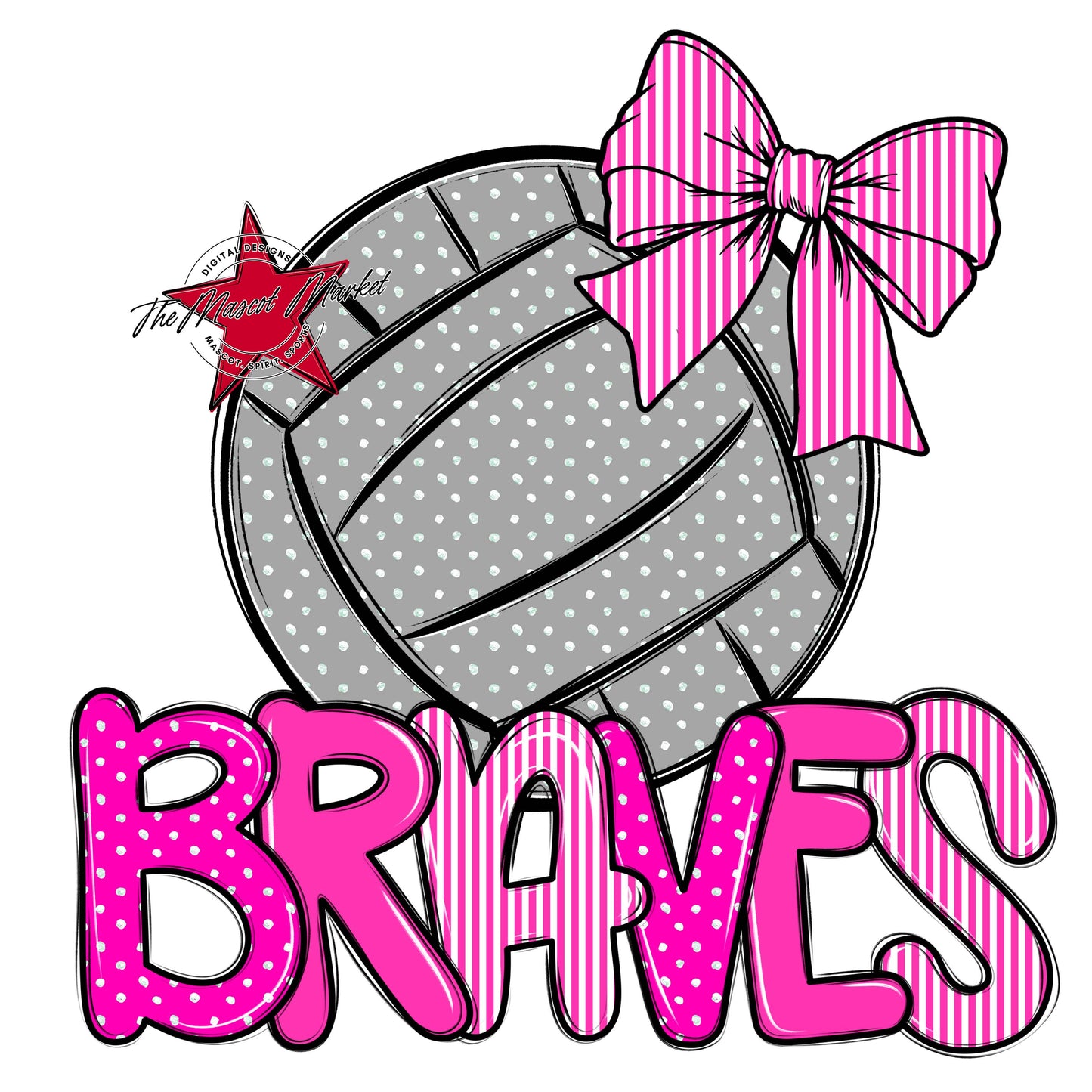 Braves Volleyball Spirit Design-Pink