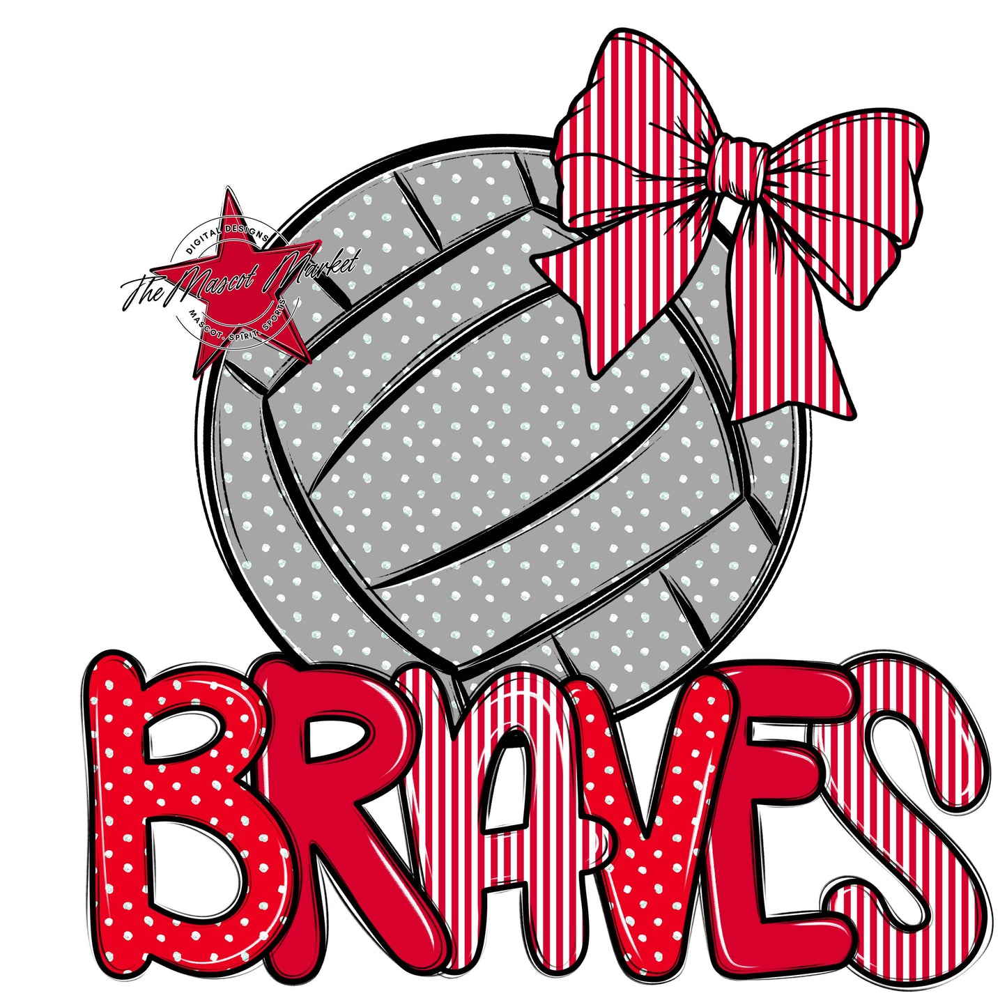 Braves Volleyball Spirit Design-Red