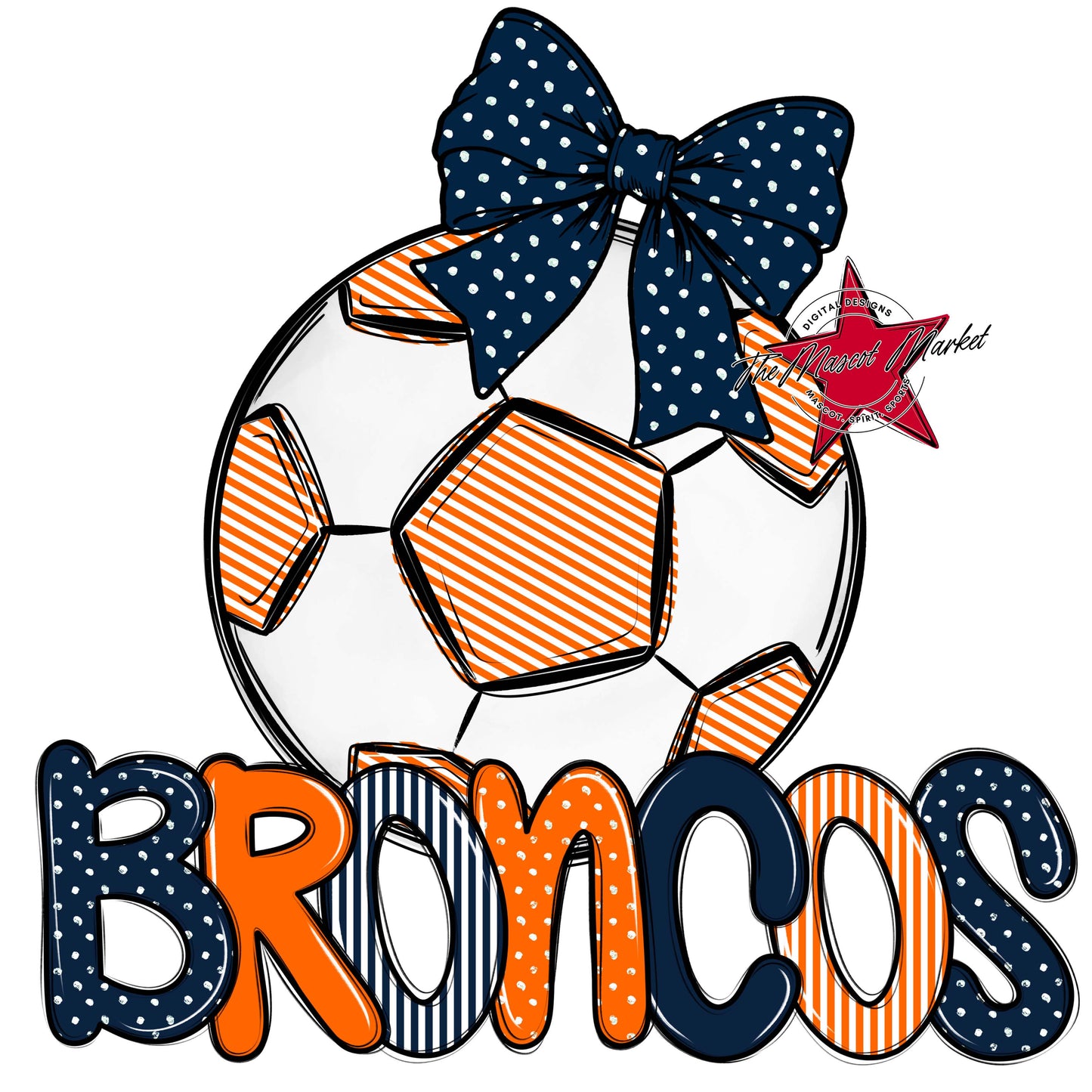 Broncos Soccer Spirit Design-Navy & Orange