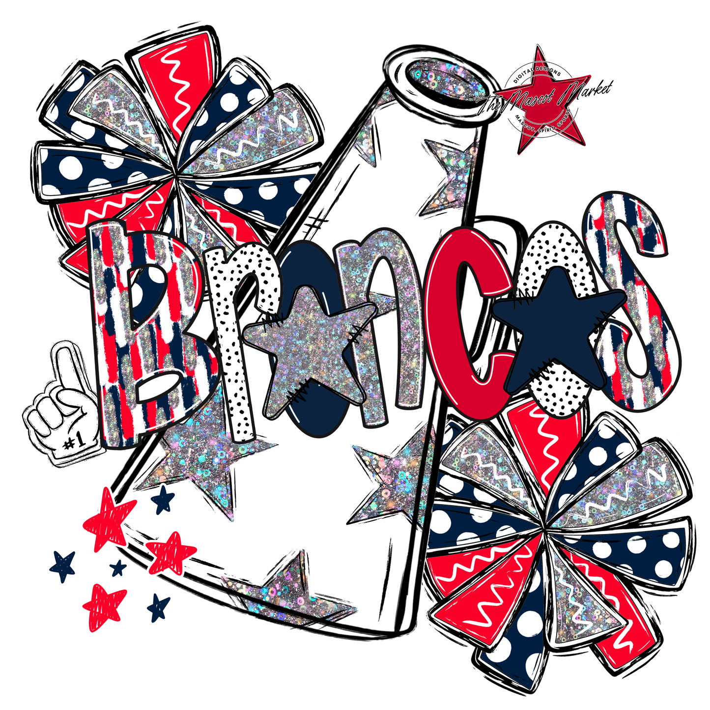 Broncos Alpha Megaphone Design-Navy-Red