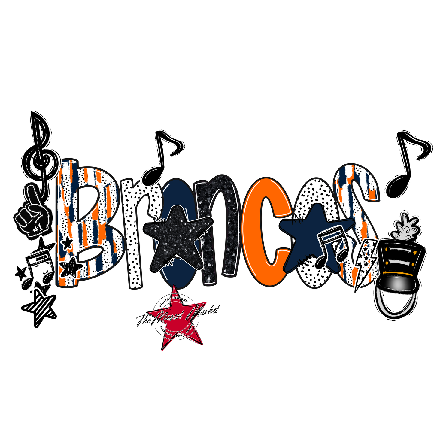 Broncos Band Scrape-Navy-Orange