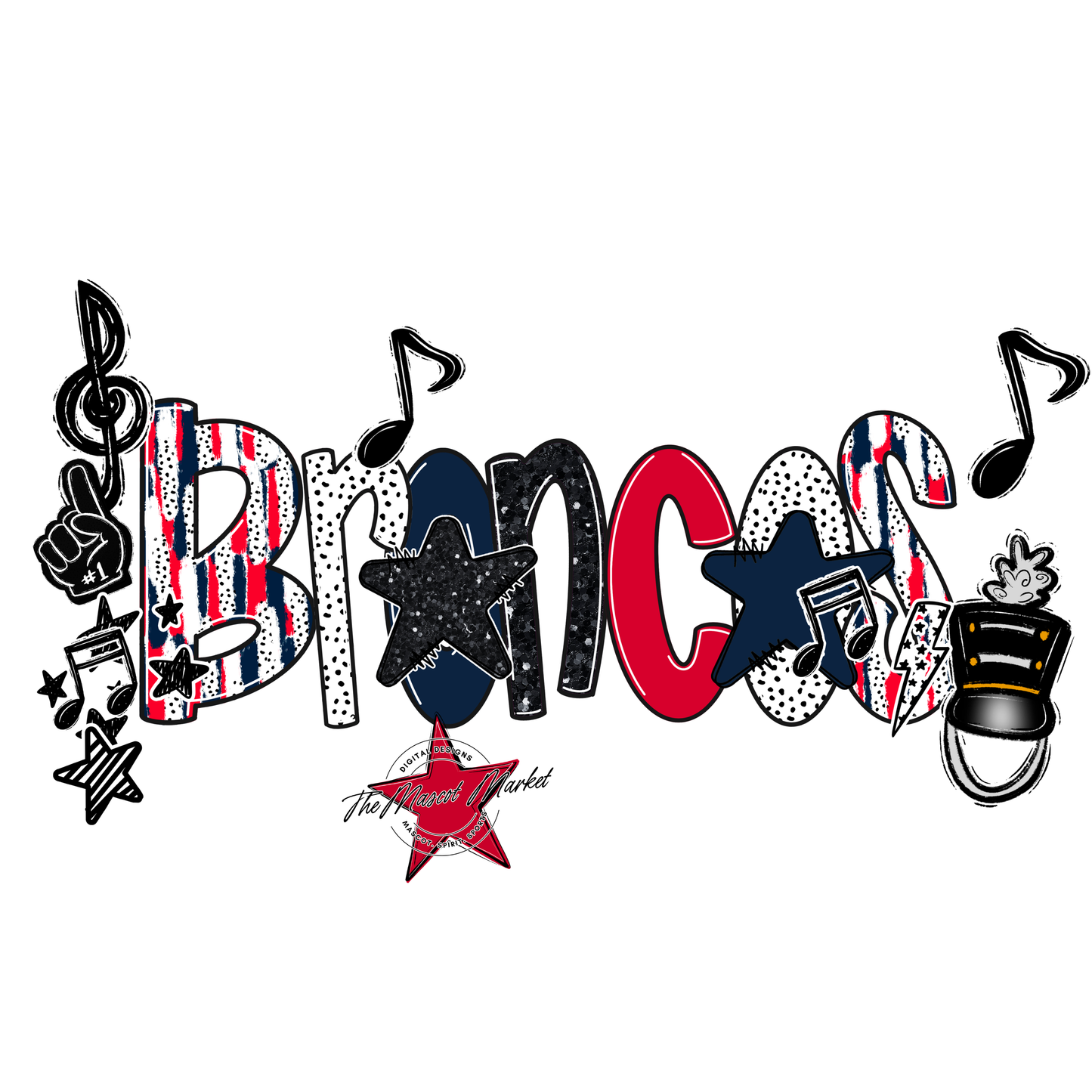 Broncos Band Scrape-Navy-Red