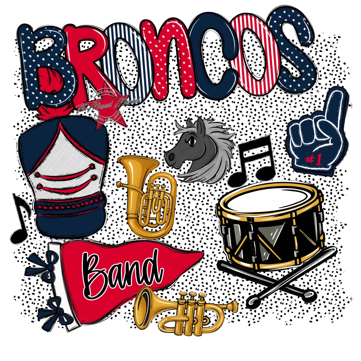 Broncos Band Spirit-Navy & Red