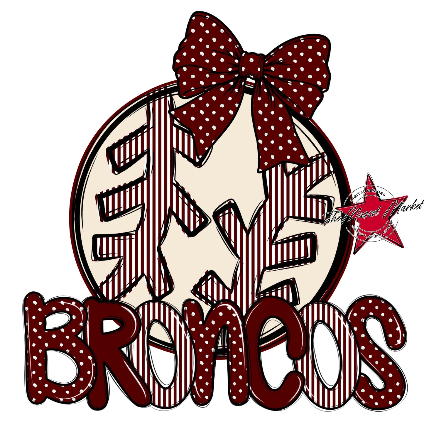 Broncos Baseball-Softball Spirit Design-Maroon