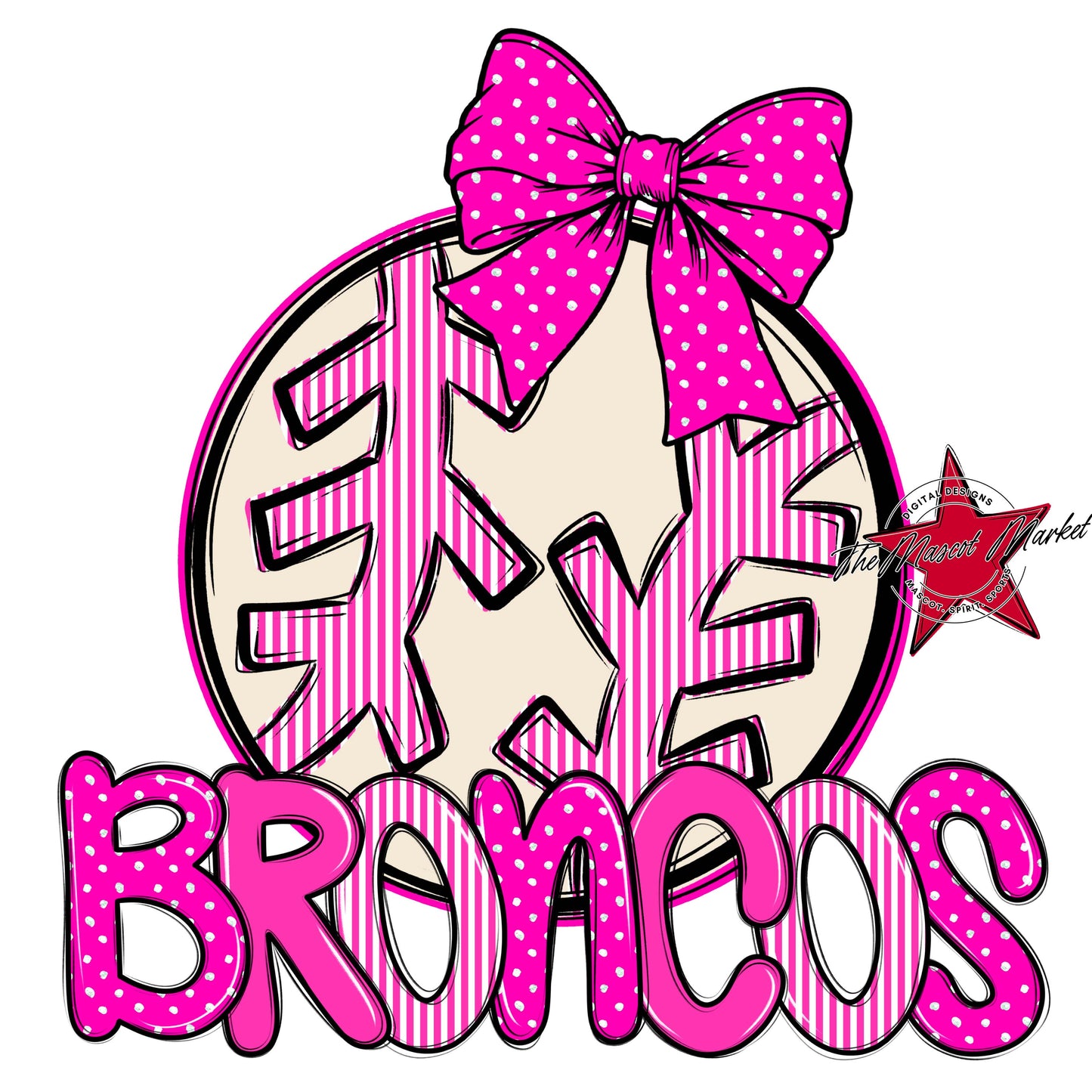 Broncos Baseball-Softball Spirit Design-Pink