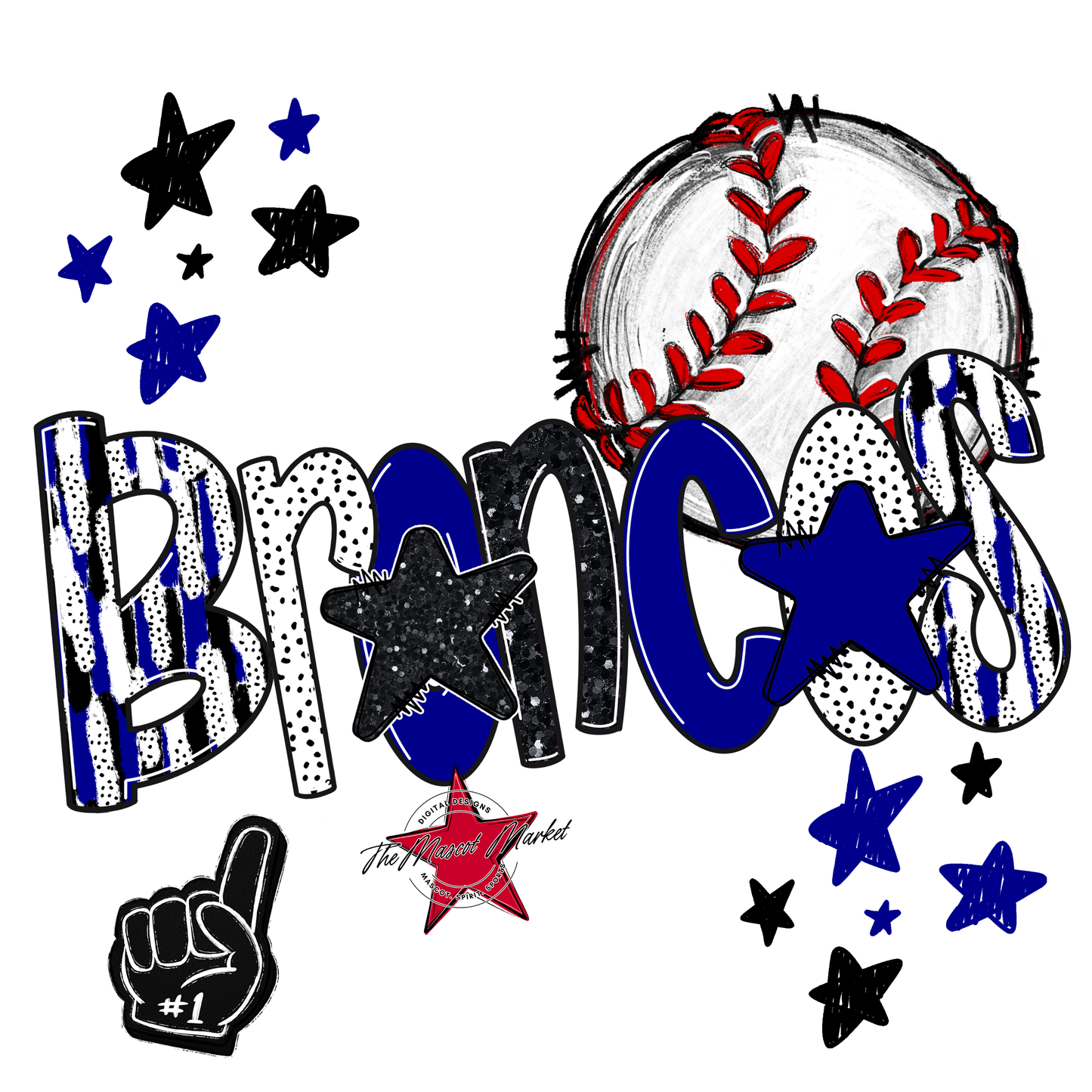 Broncos Baseball Scrape-Blue