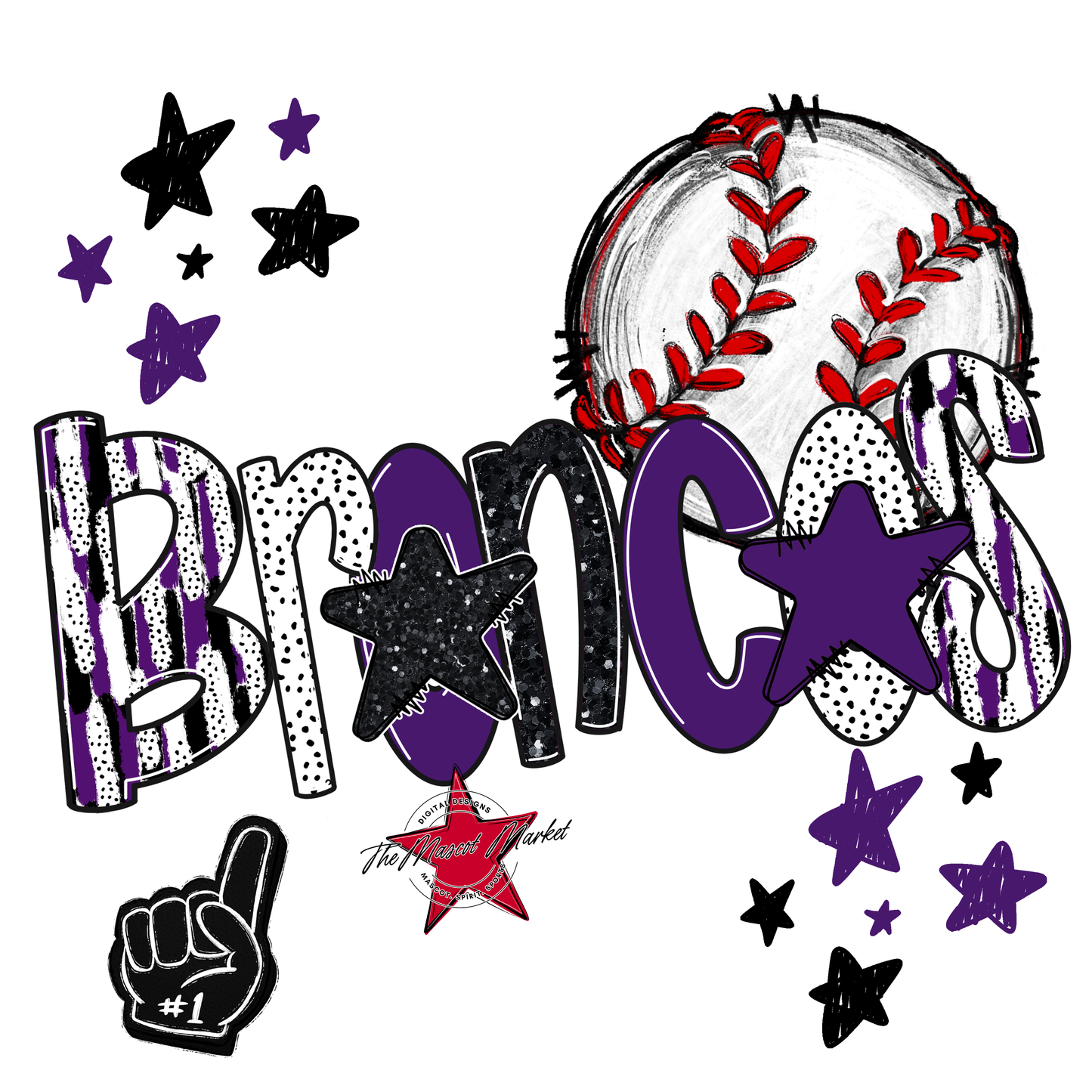 Broncos Baseball Scrape-Purple