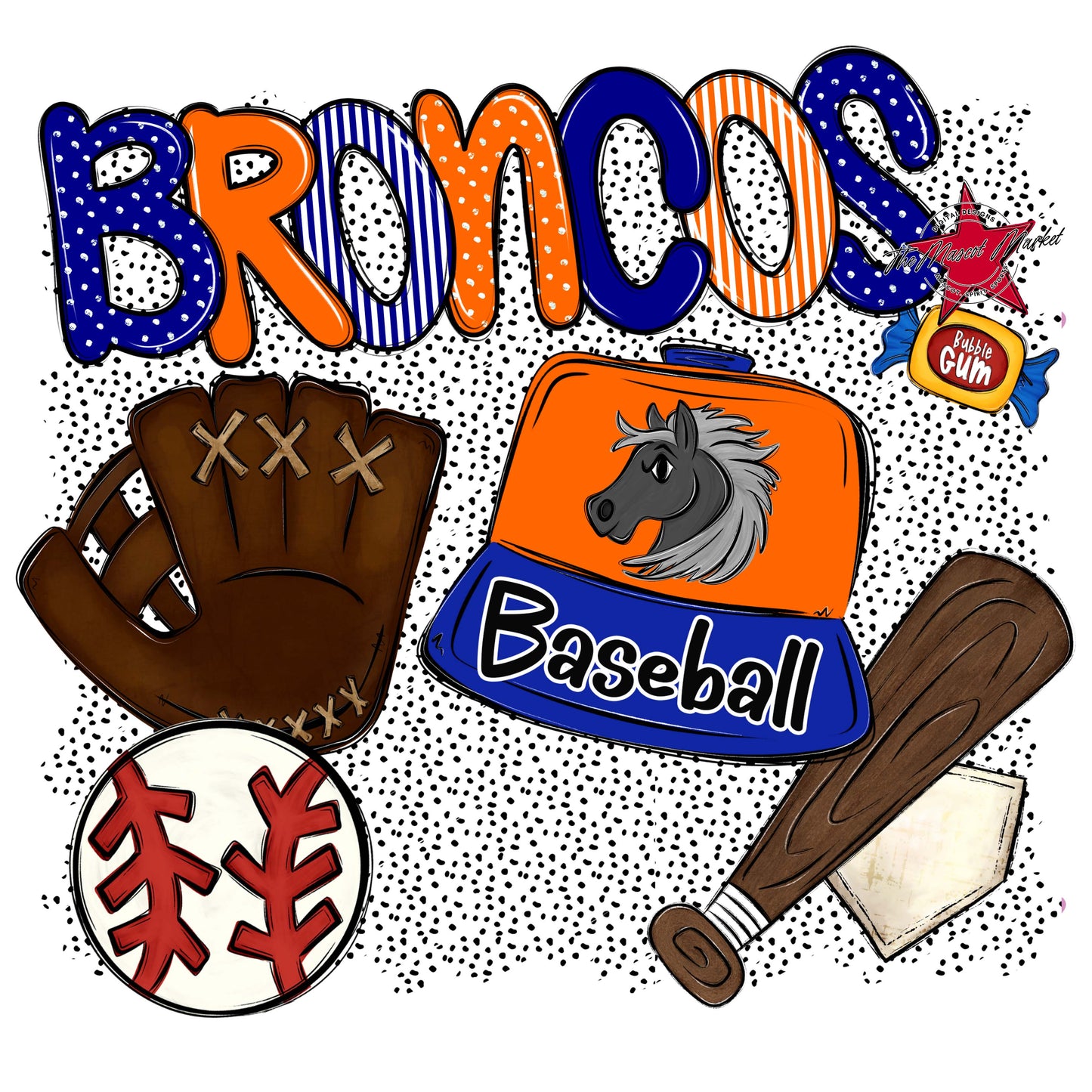 Broncos Baseball Spirit-Blue & Orange