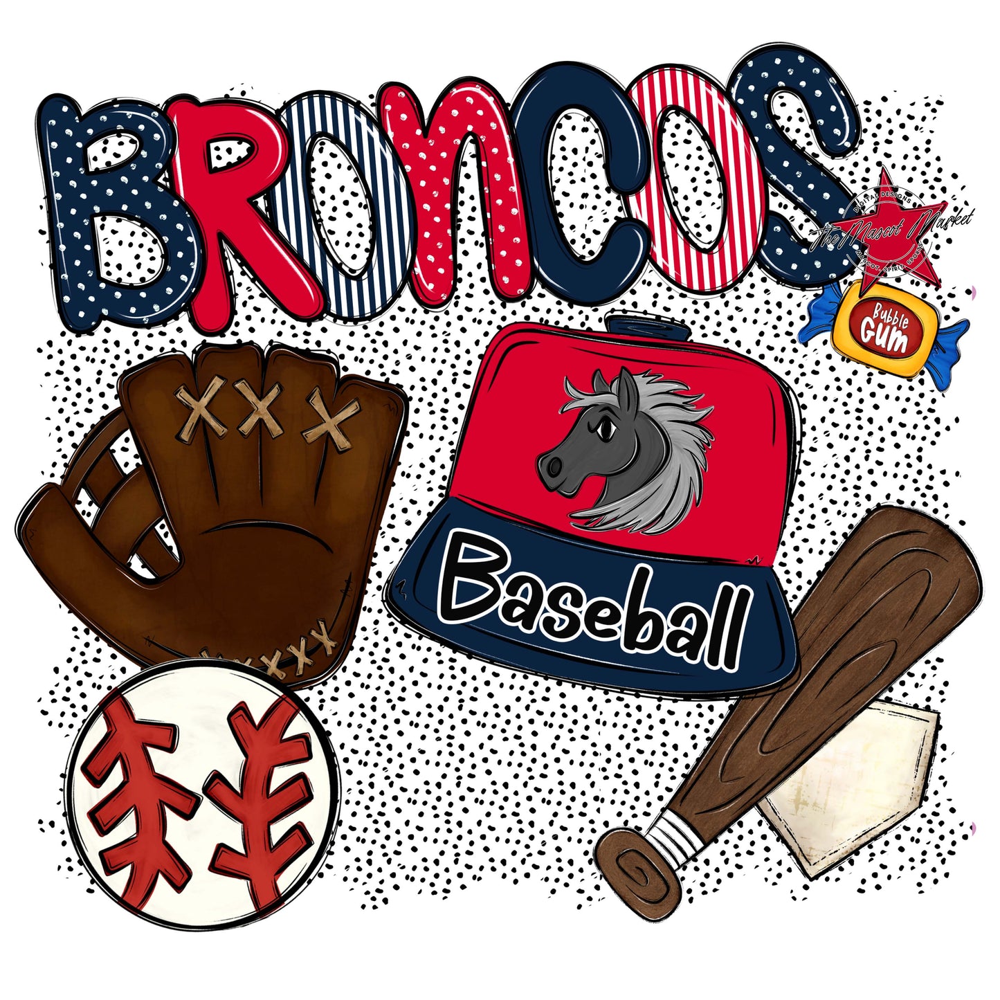 Broncos Baseball Spirit-Navy & Red