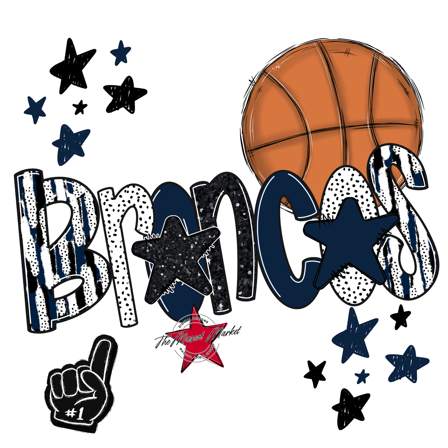 Broncos Basketball Scrape-Navy