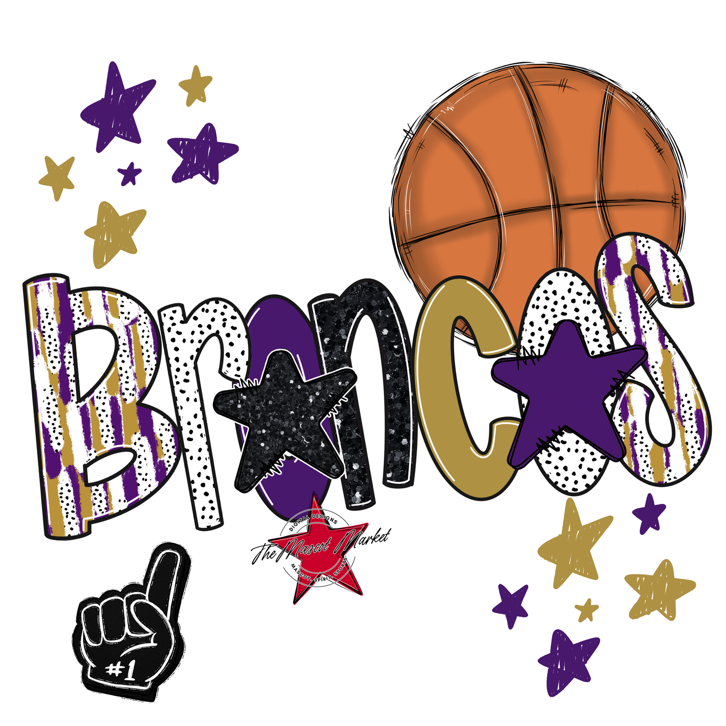 Broncos Basketball Scrape-Purple-Gold