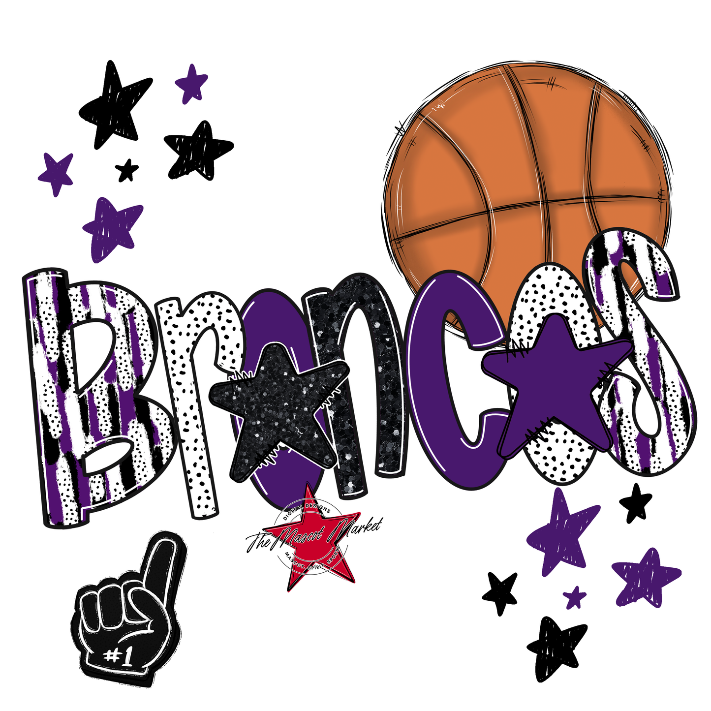 Broncos Basketball Scrape-Purple
