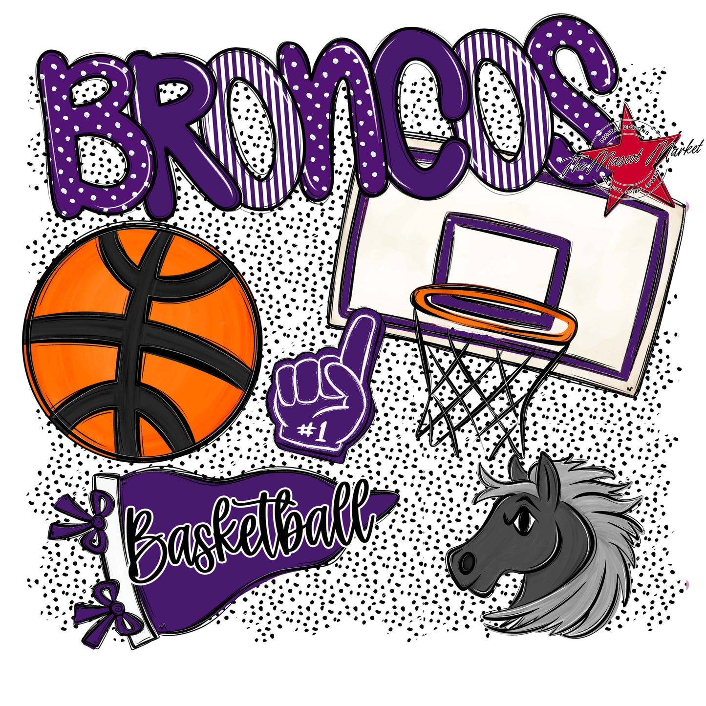 Broncos Basketball Spirit-Purple