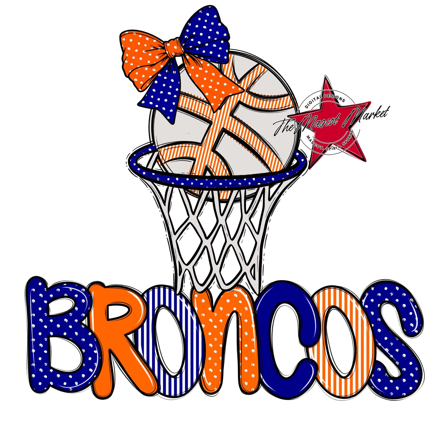 Broncos Basketball Spirit Design-Blue & Orange