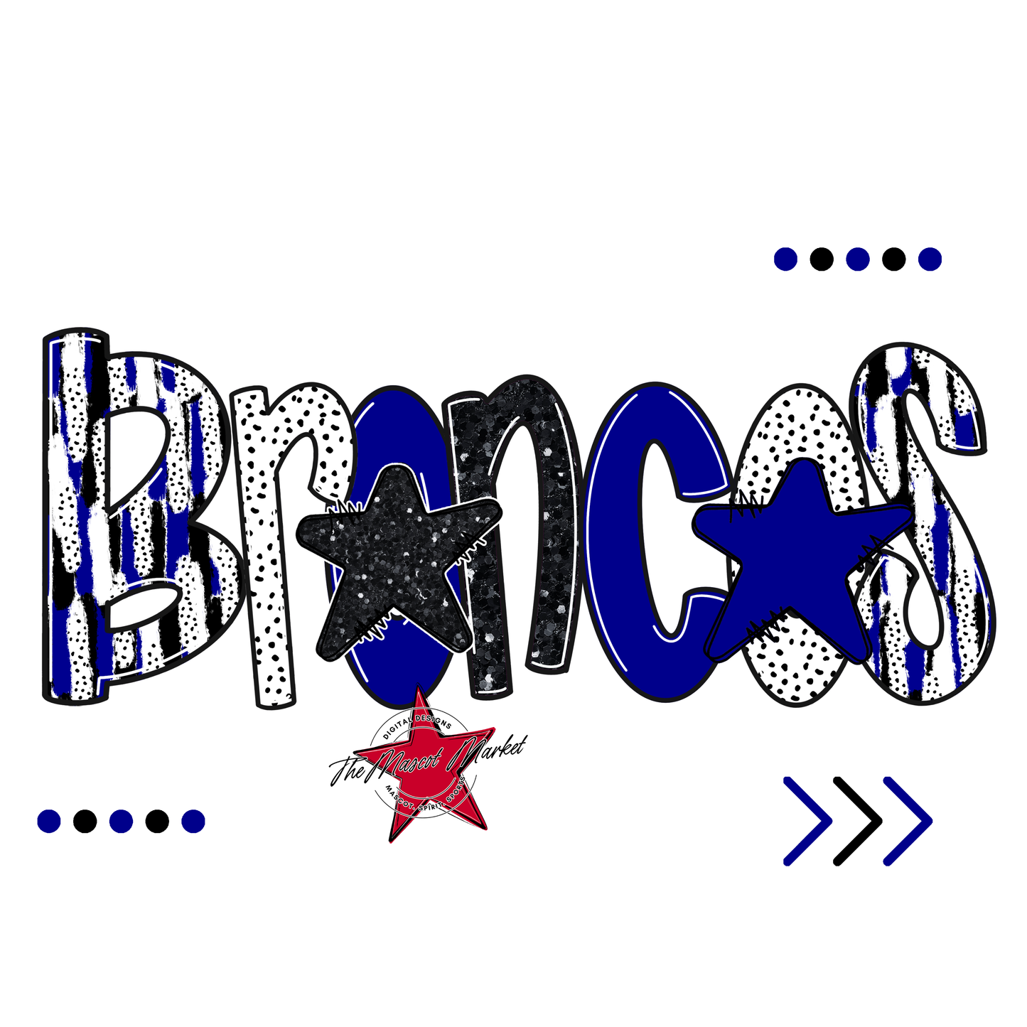 Broncos Brushstroke Alpha w Arrows-Blue