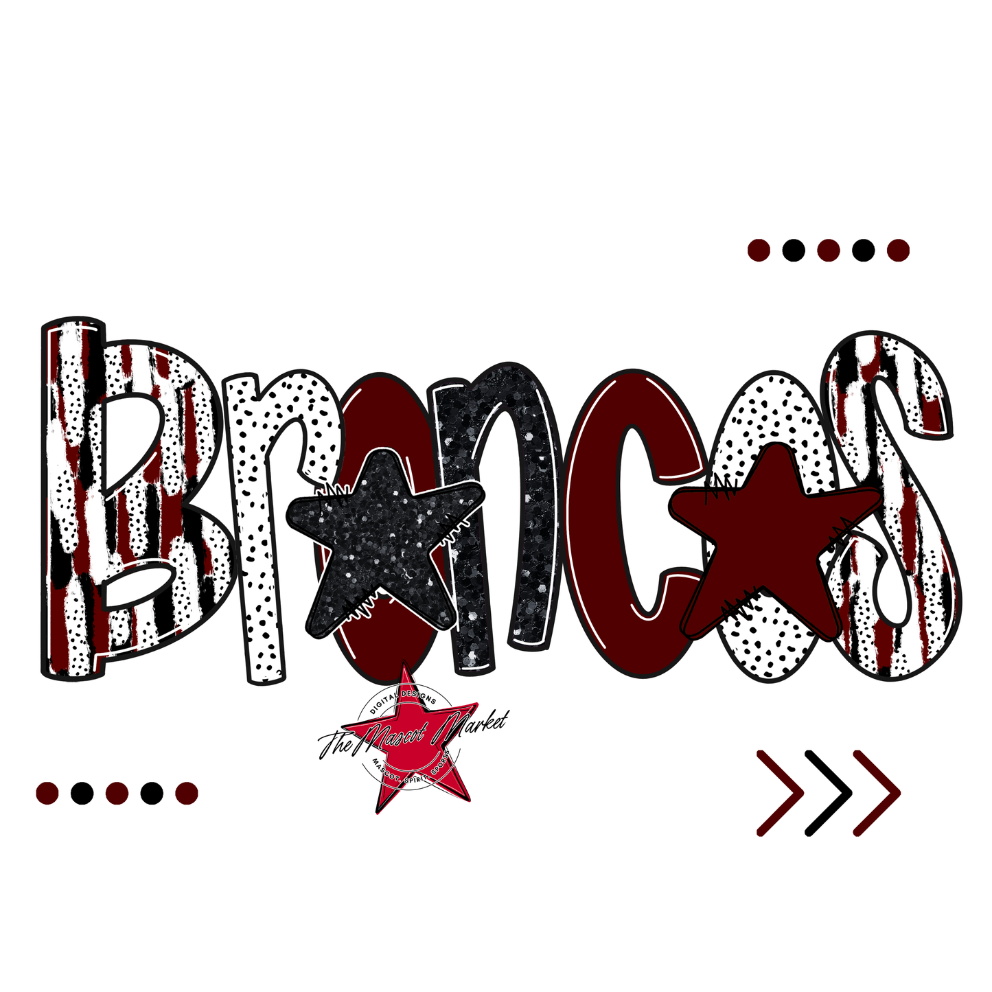 Broncos Brushstroke Alpha w Arrows-Maroon