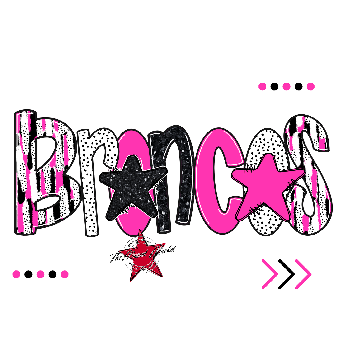 Broncos Brushstroke Alpha w Arrows-Pink