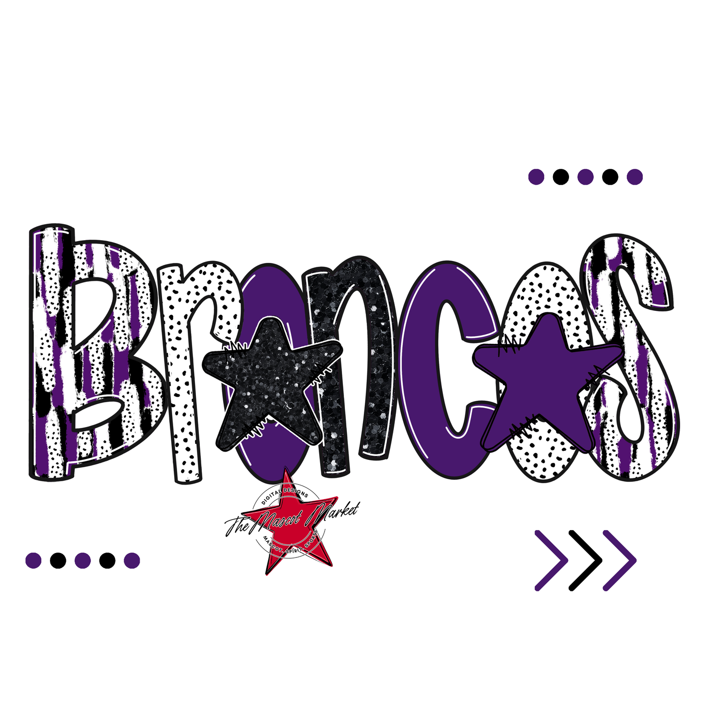 Broncos Brushstroke Alpha w Arrows-Purple