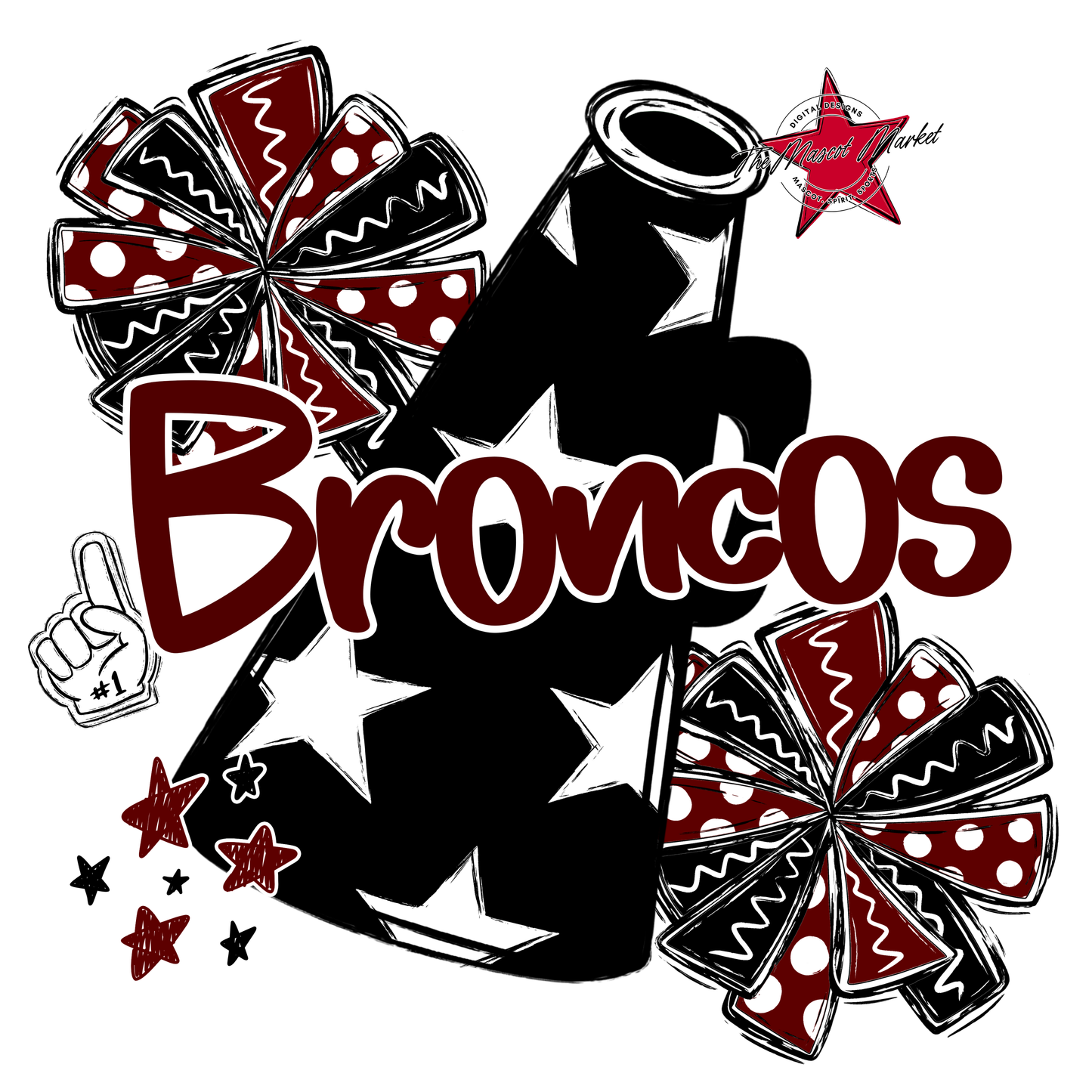 Broncos Cheer Megaphone Scrape-Maroon