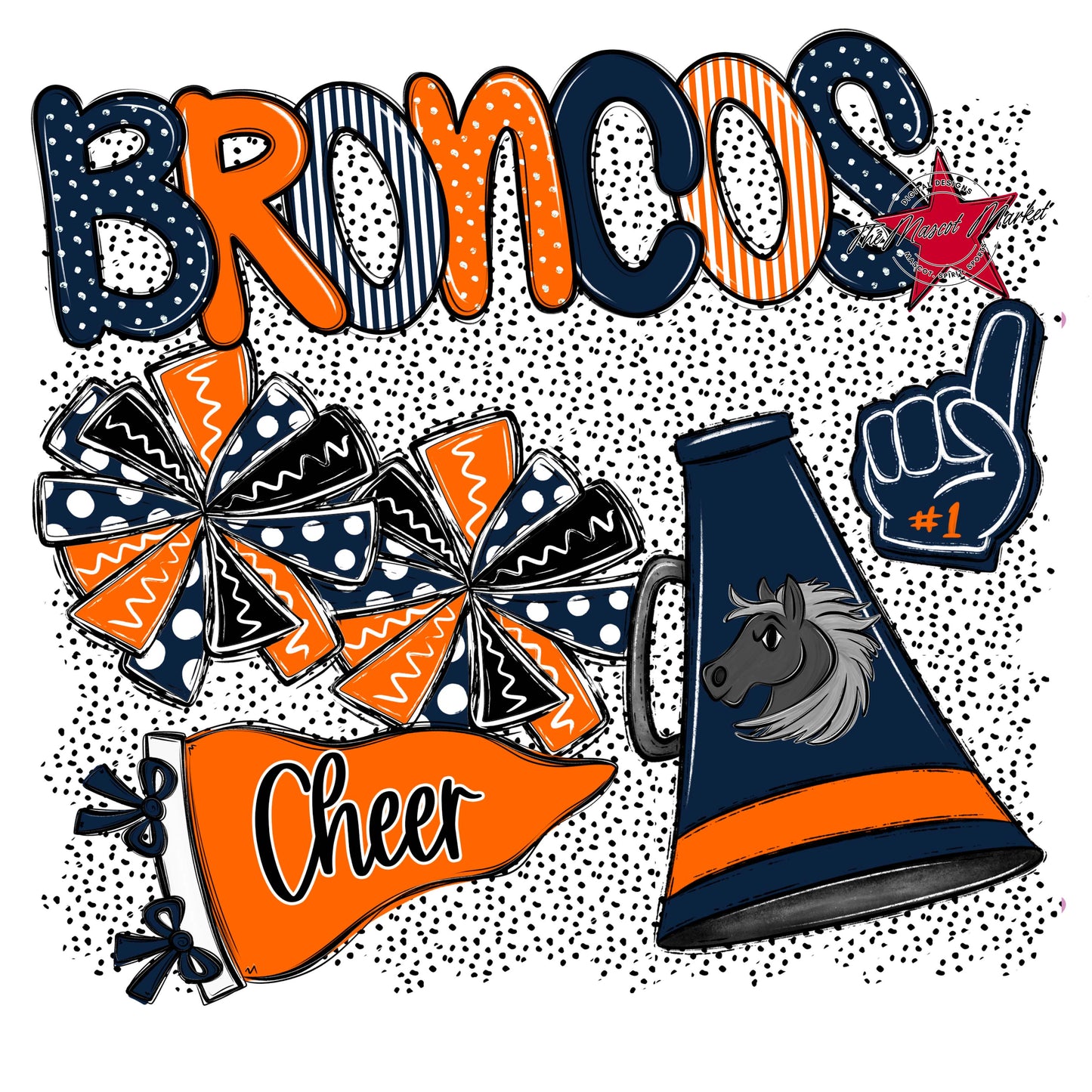 Broncos Cheer Spirit-Navy & Orange