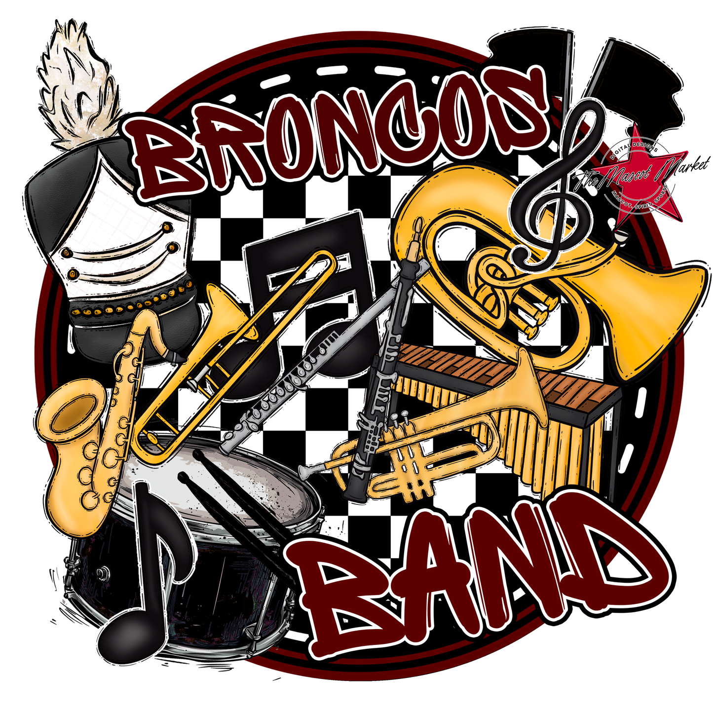 Broncos Circle Band Design-Maroon
