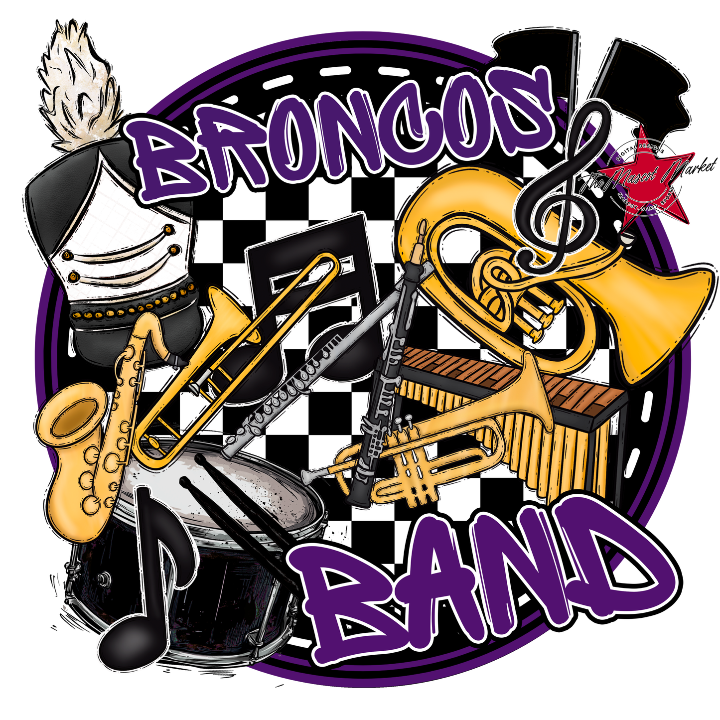 Broncos Circle Band Design-Purple