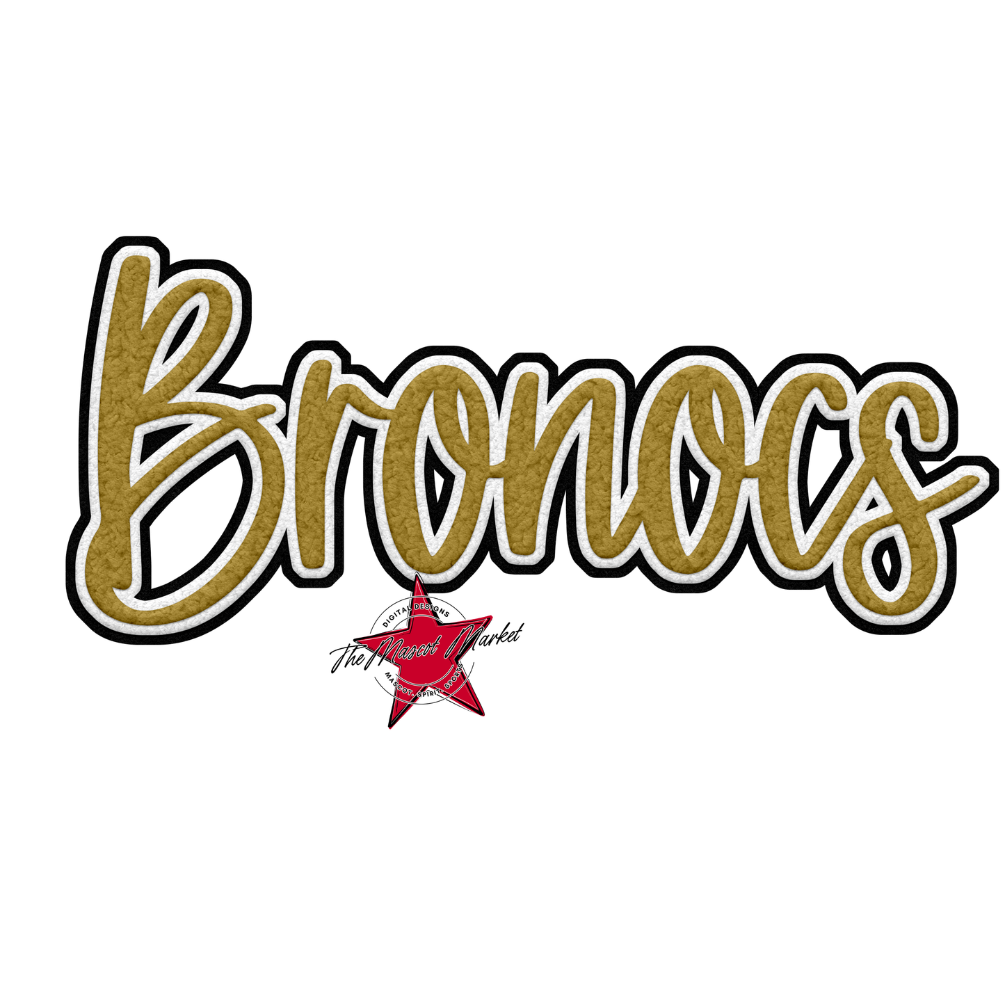 Broncos Faux Chenille Patch-Gold